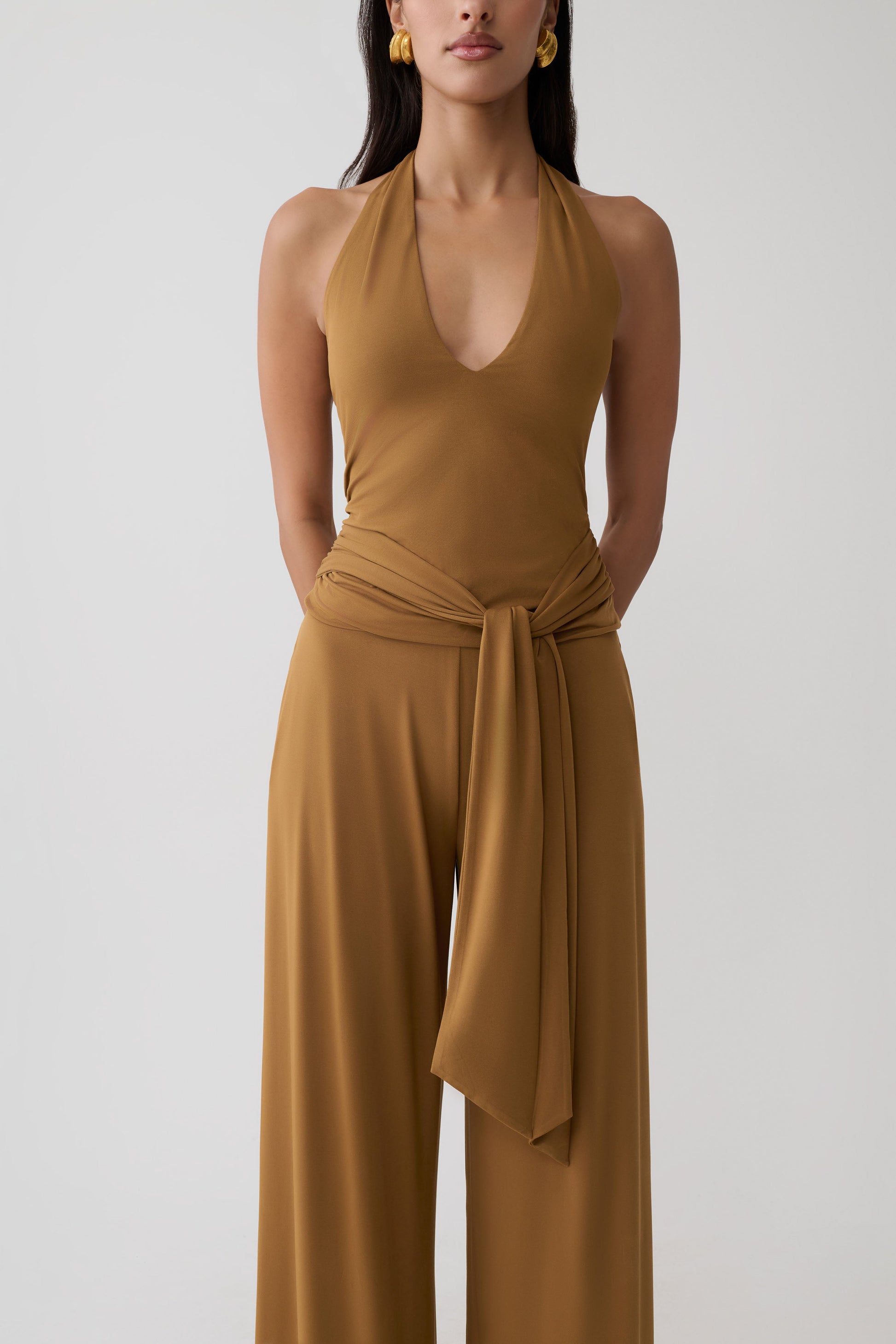 Daine Peached Jersey Halter Top - Caramel #3