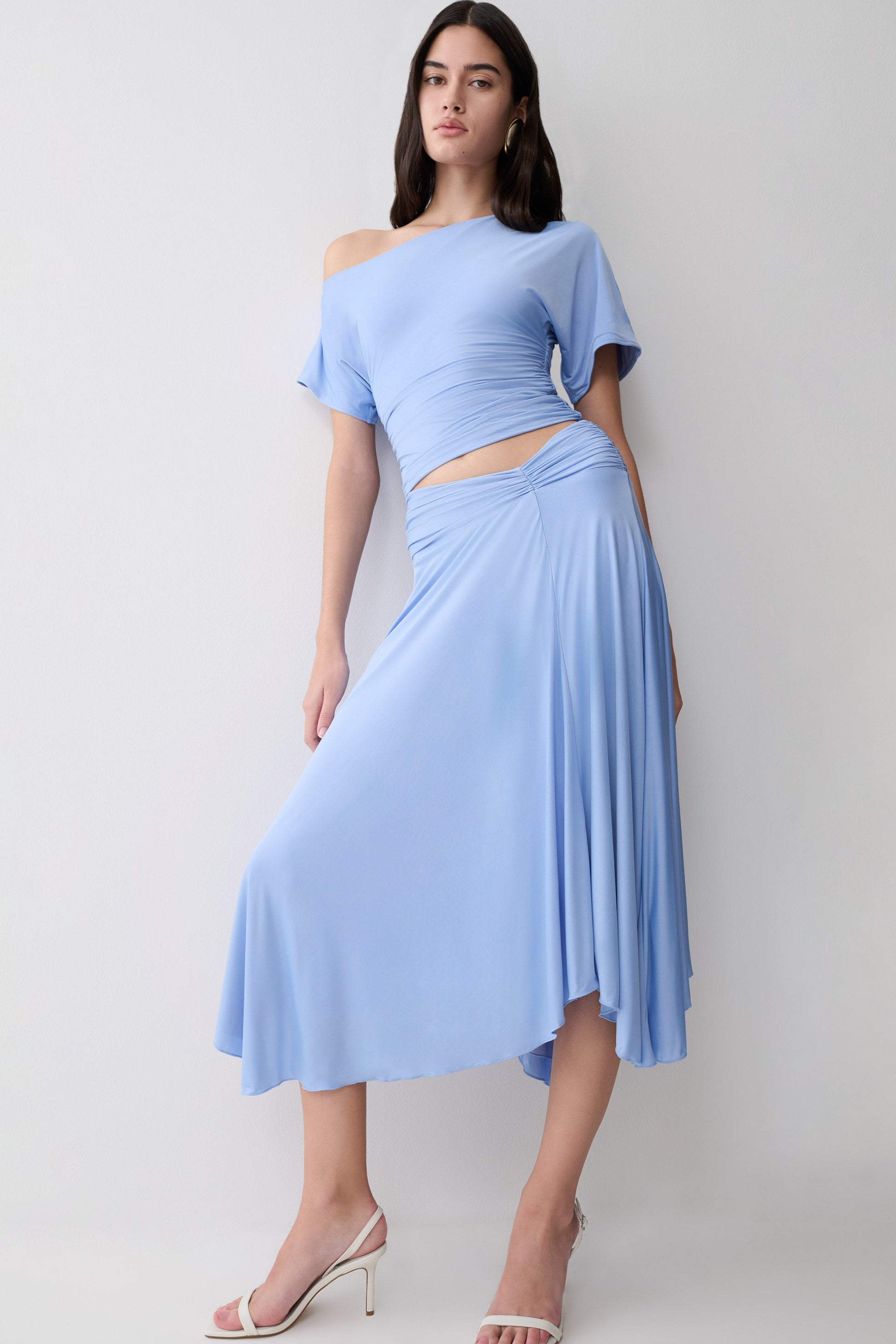 Luu Slinky Midi Skirt - Sea Blue #3