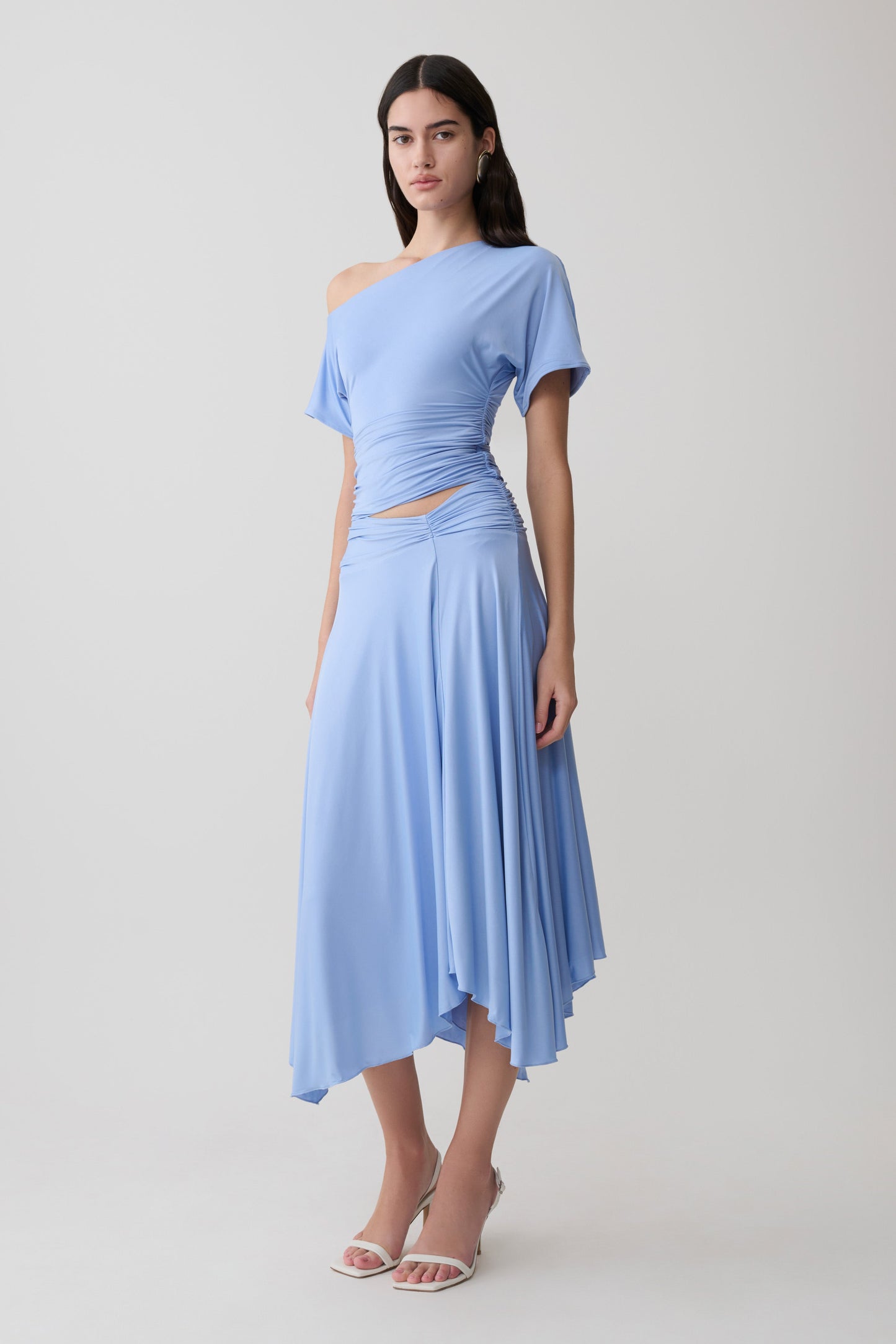 Luu Off Shoulder Slinky Top - Sea Blue