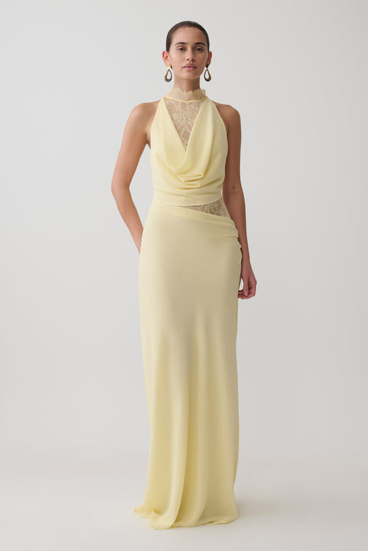 lemon yellow colour dress Zapaka Women Simple Wedding Party Guest with Ruffles A Line Pleated Maxi Bridesmaid Dress, Lemon Yellow / US22W Each seam is tailored for balance Yellow Wedding Guest Midi Dress