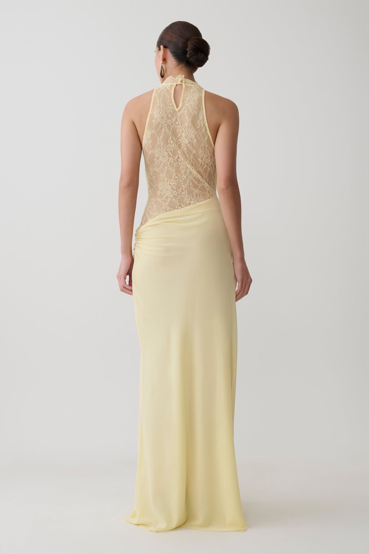 Arra Chiffon And Lace Halter Maxi Dress - Lemon #2