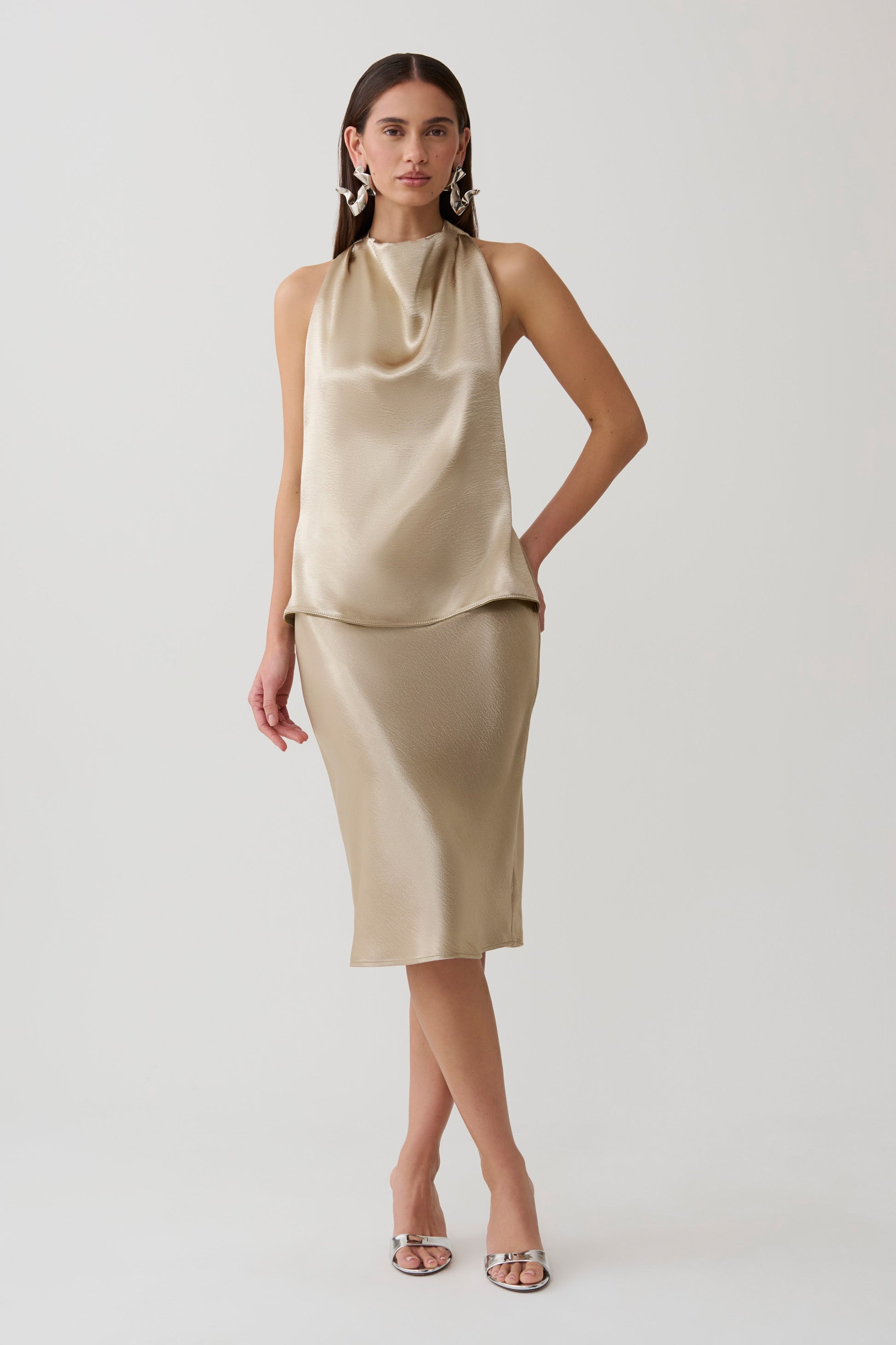 Cleo Satin Halter Top - Gold #6