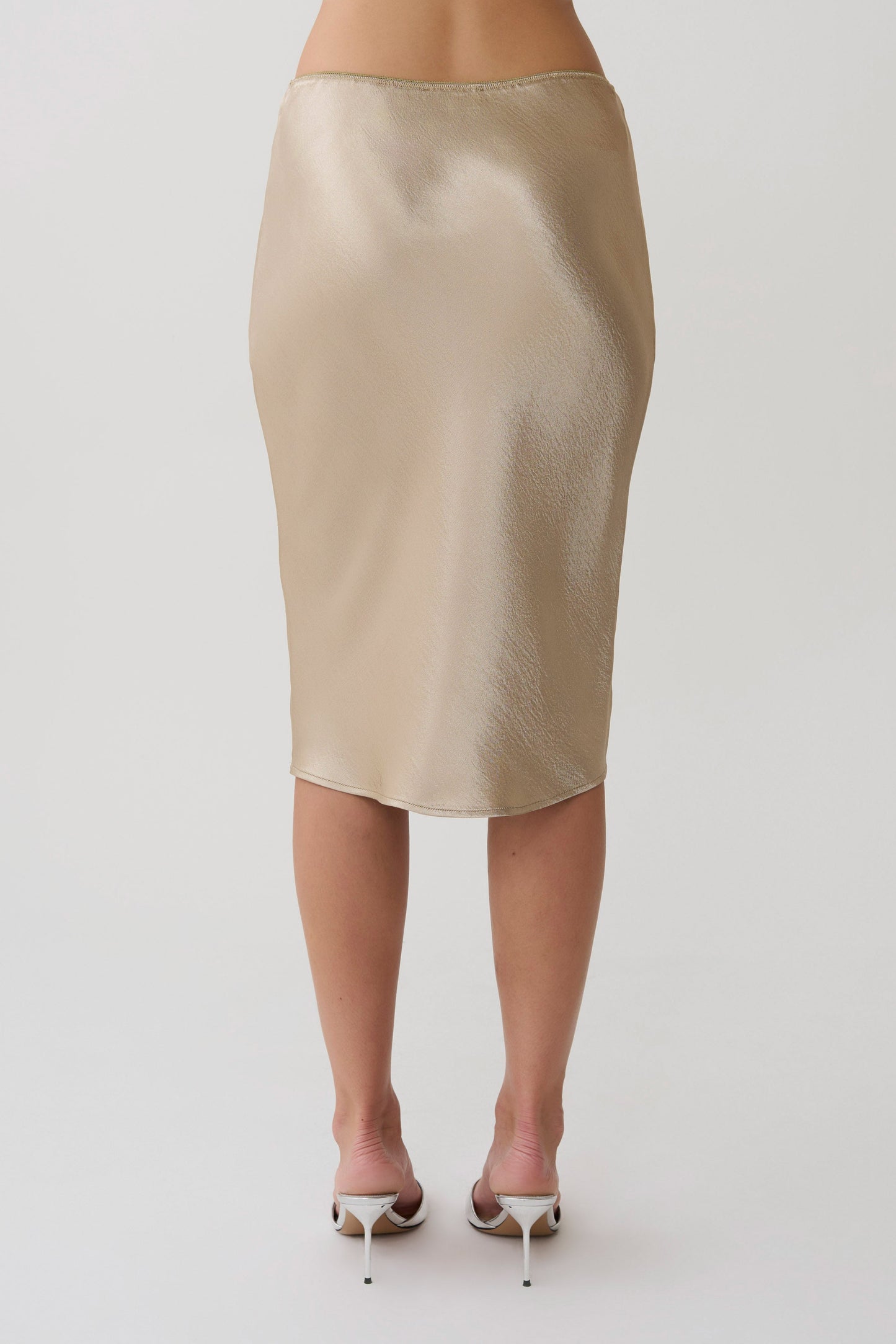 Cleo Satin Midi Skirt - Gold