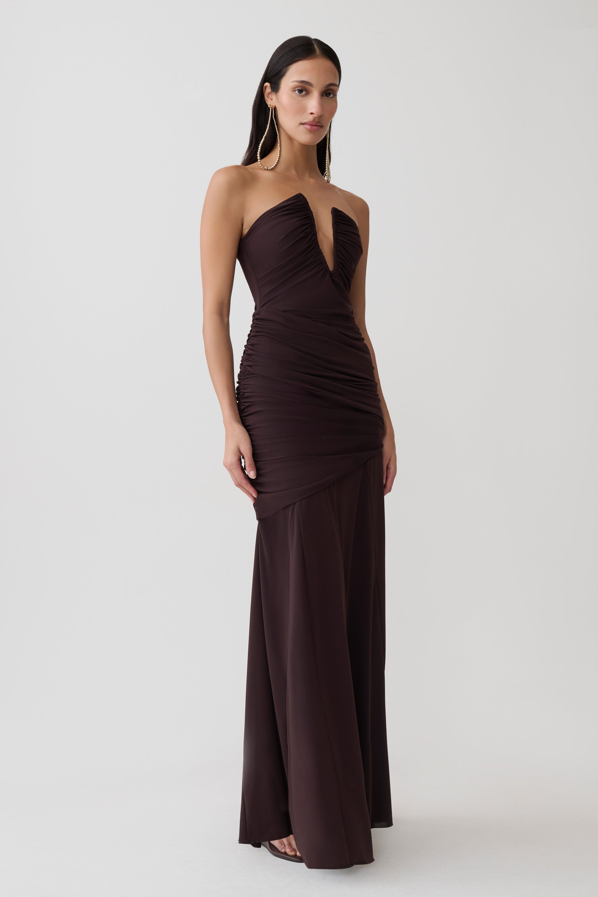 Kaiydo Gathered Centre Wire Maxi Dress - Chocolate #5