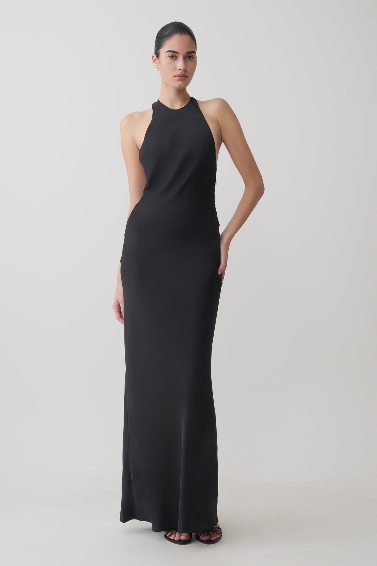 Rinna Satin Halter Maxi Dress - Black #7