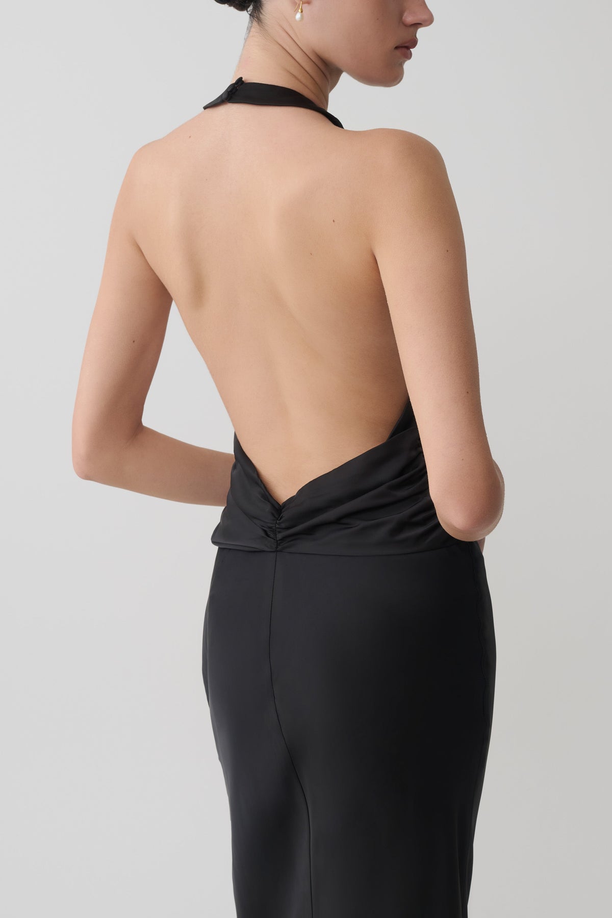 Rinna Satin Halter Maxi Dress - Black #3