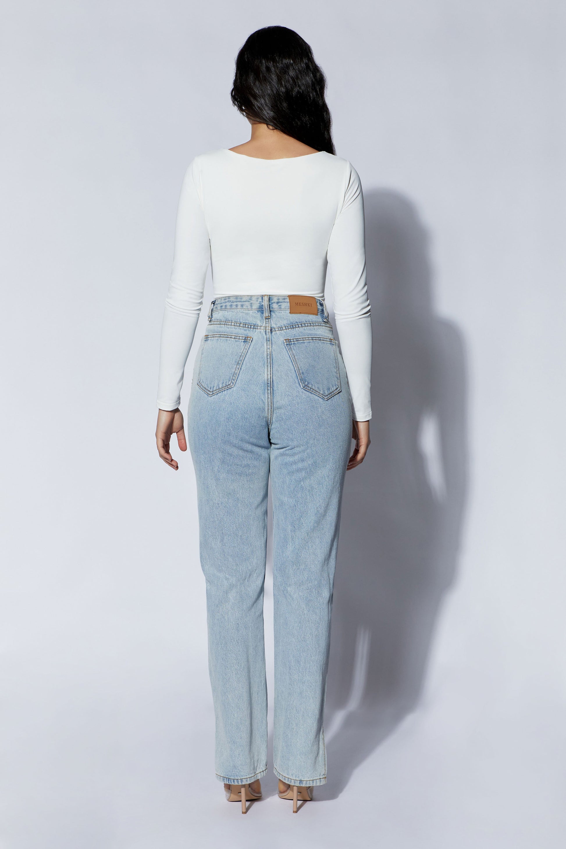 Nia Long Sleeve V Neck Bodysuit - White #2