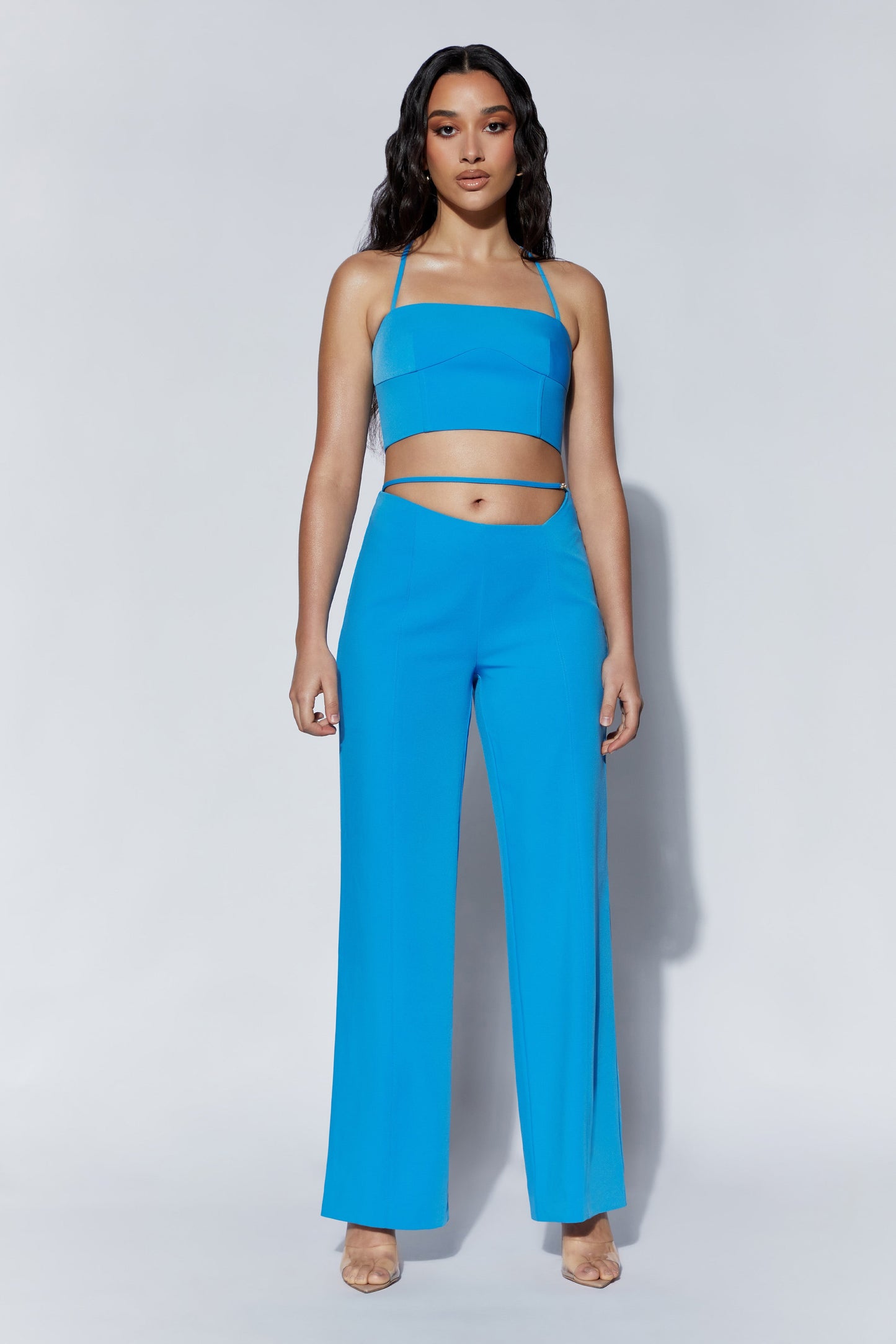 Bahar Seam Line Crop Top - Azure Blue