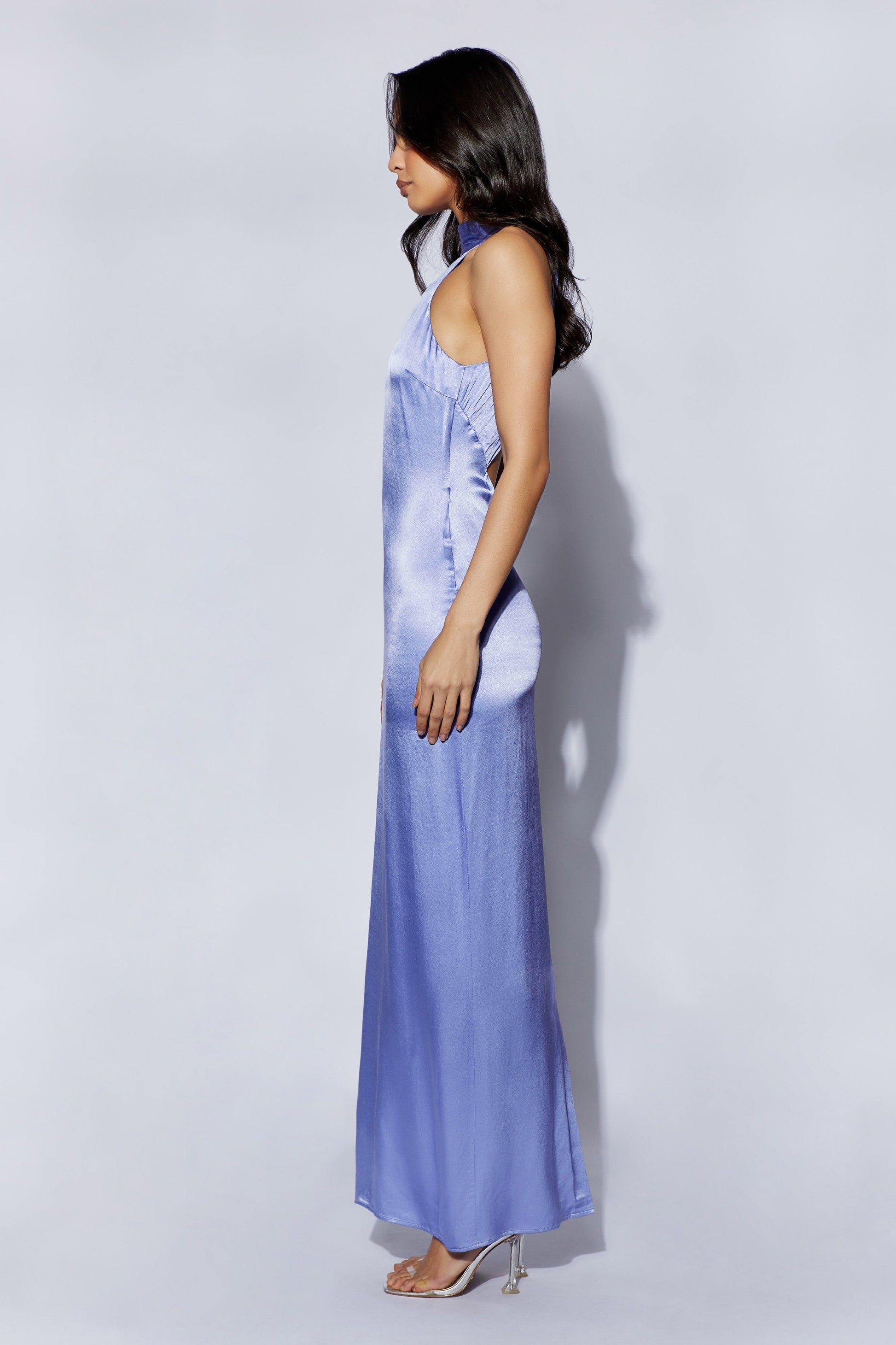 Claire Satin Drape Back Maxi Dress - Lavender #6