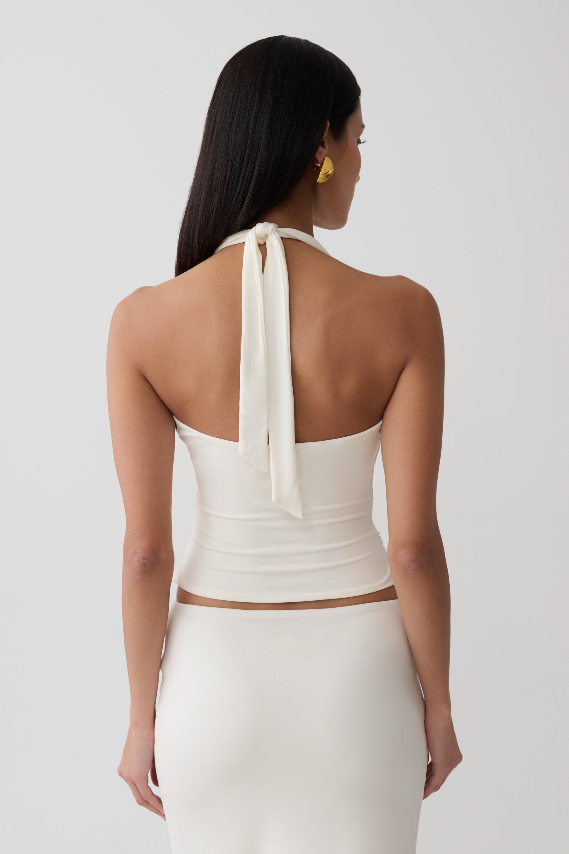 Daine Peached Jersey Halter Top - Ivory #2