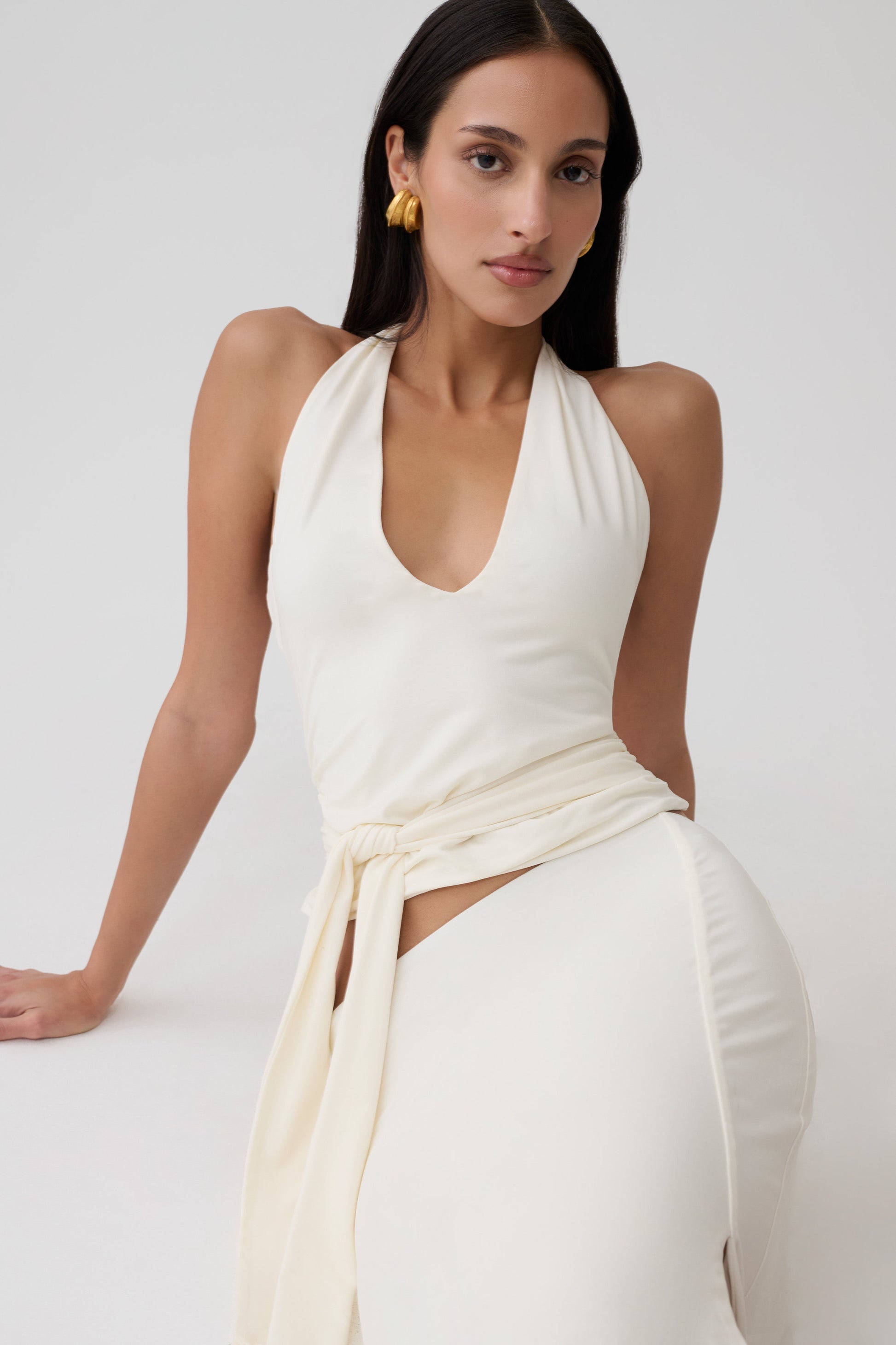 Daine Peached Jersey Halter Top - Ivory #3