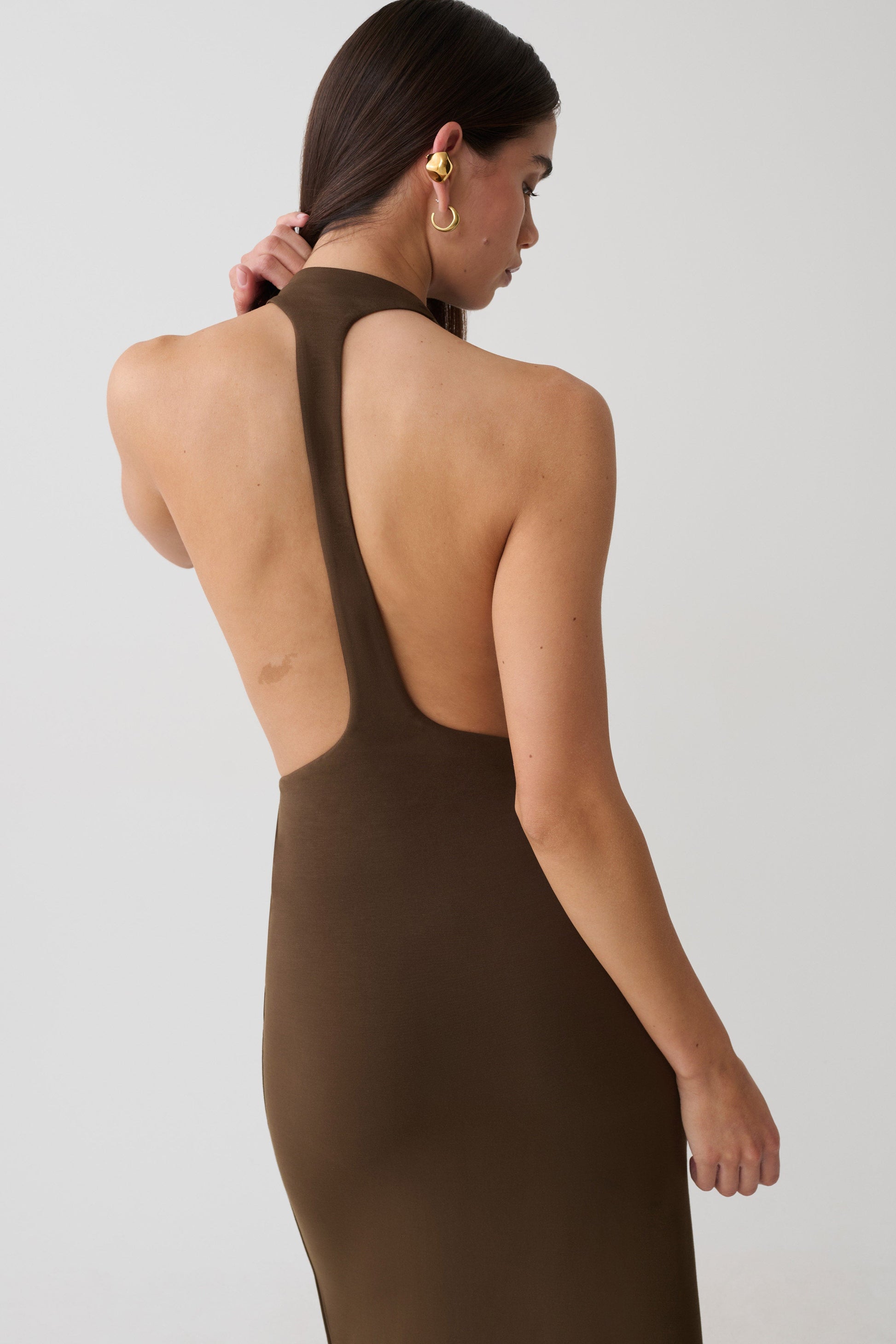 Halley Back T-Strap Maxi Dress - Chocolate #3