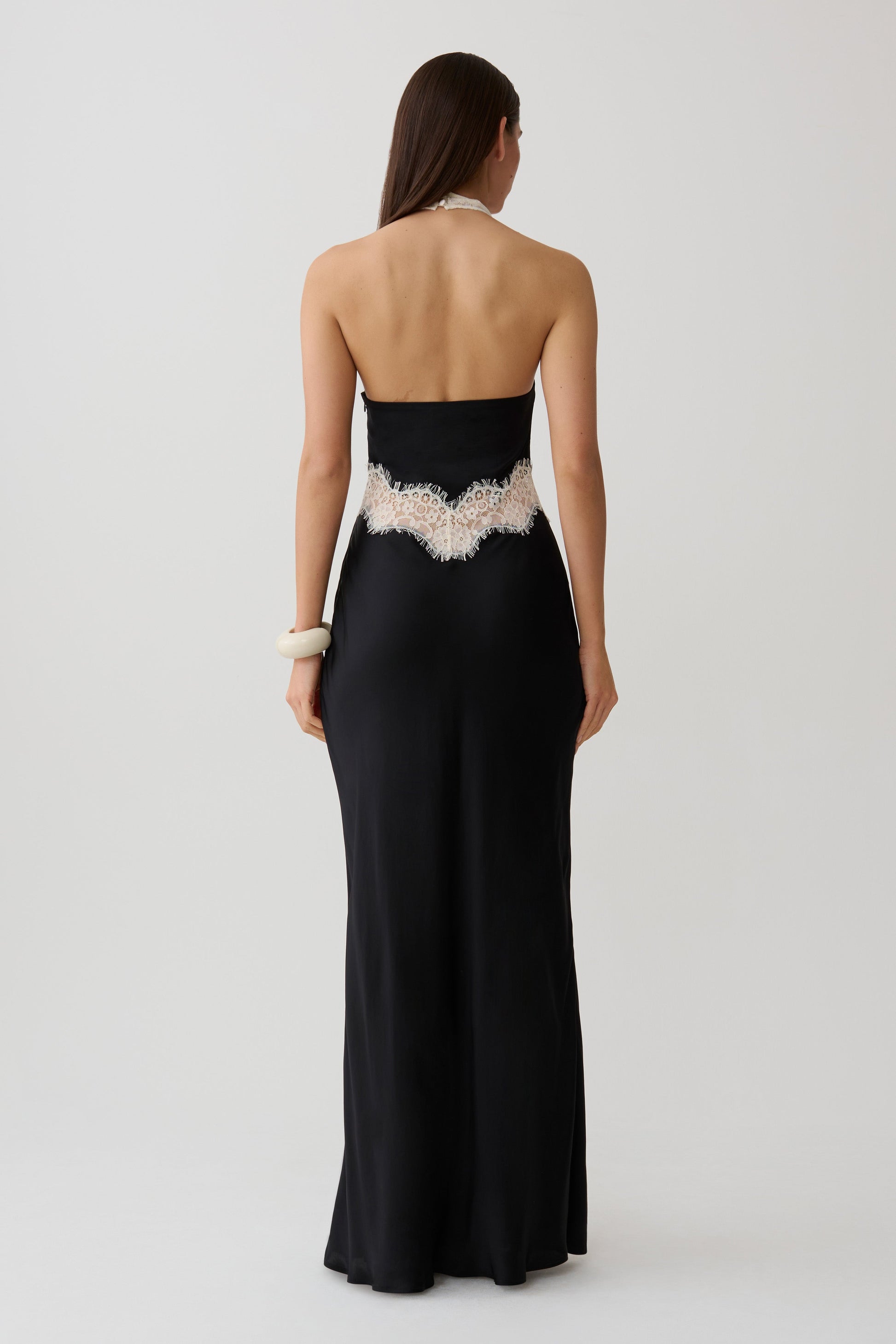 Louise Satin And Lace Maxi Dress - Black/Ivory #2