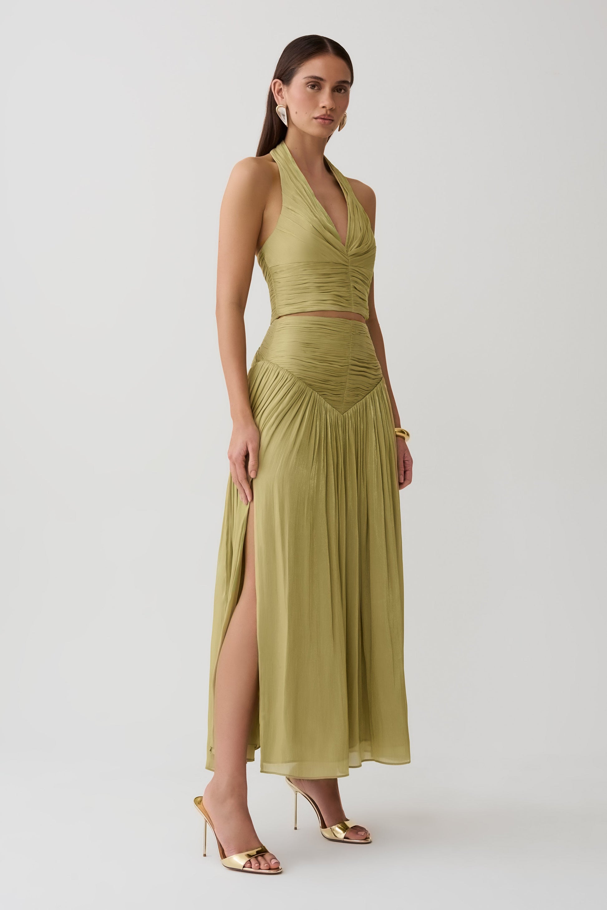 Makena Gathered Midi Skirt - Green #4