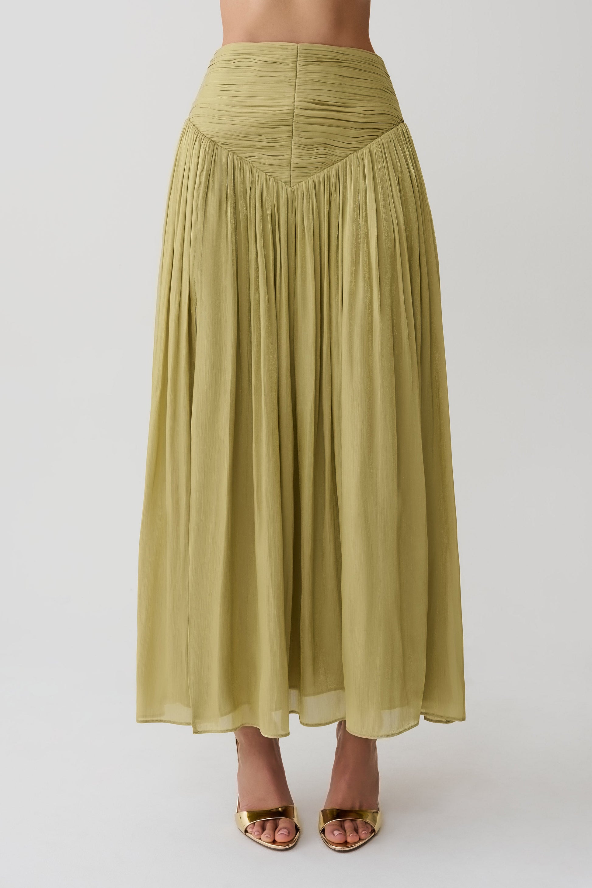Makena Gathered Midi Skirt - Green #7