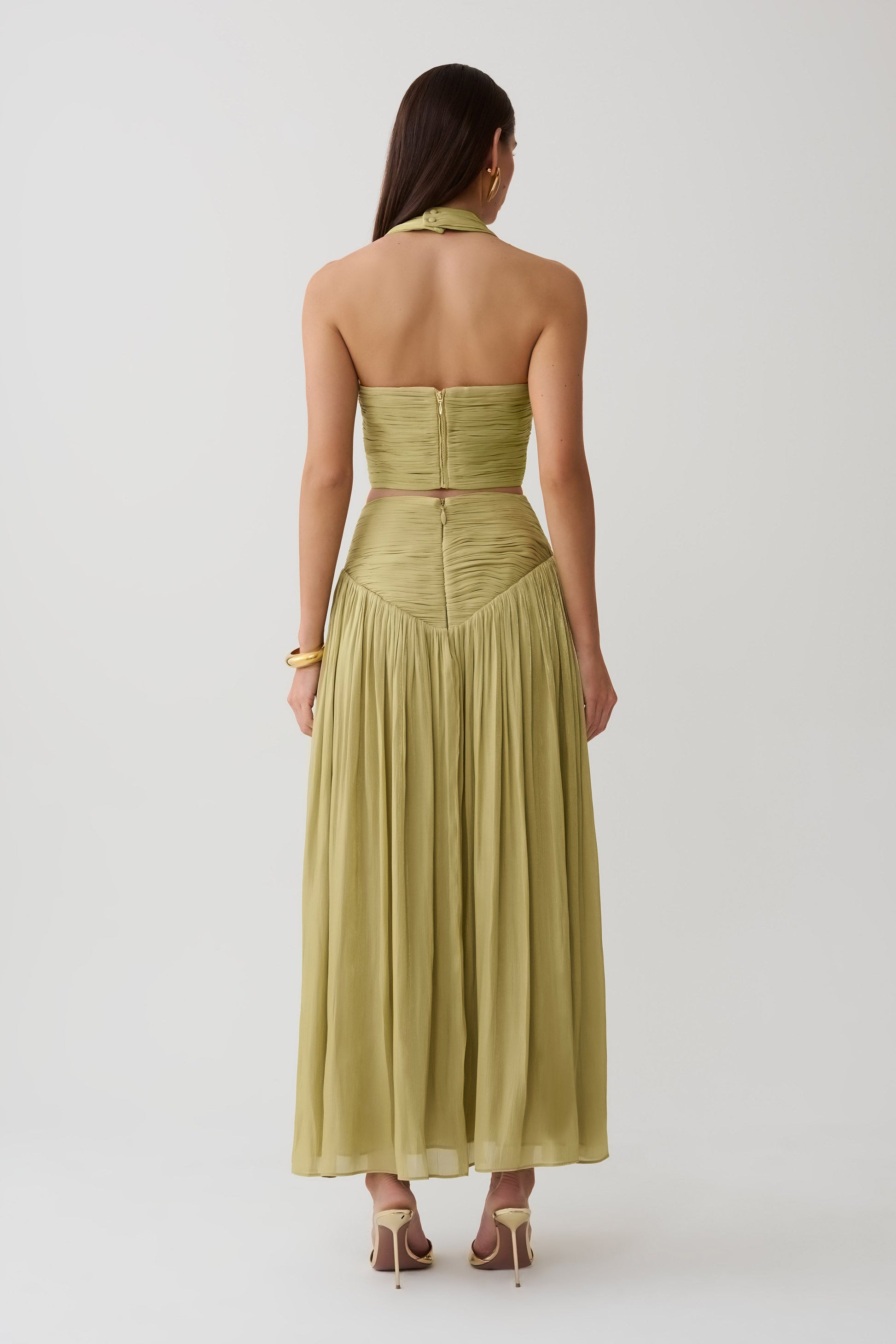 Makena Gathered Midi Skirt - Green #2