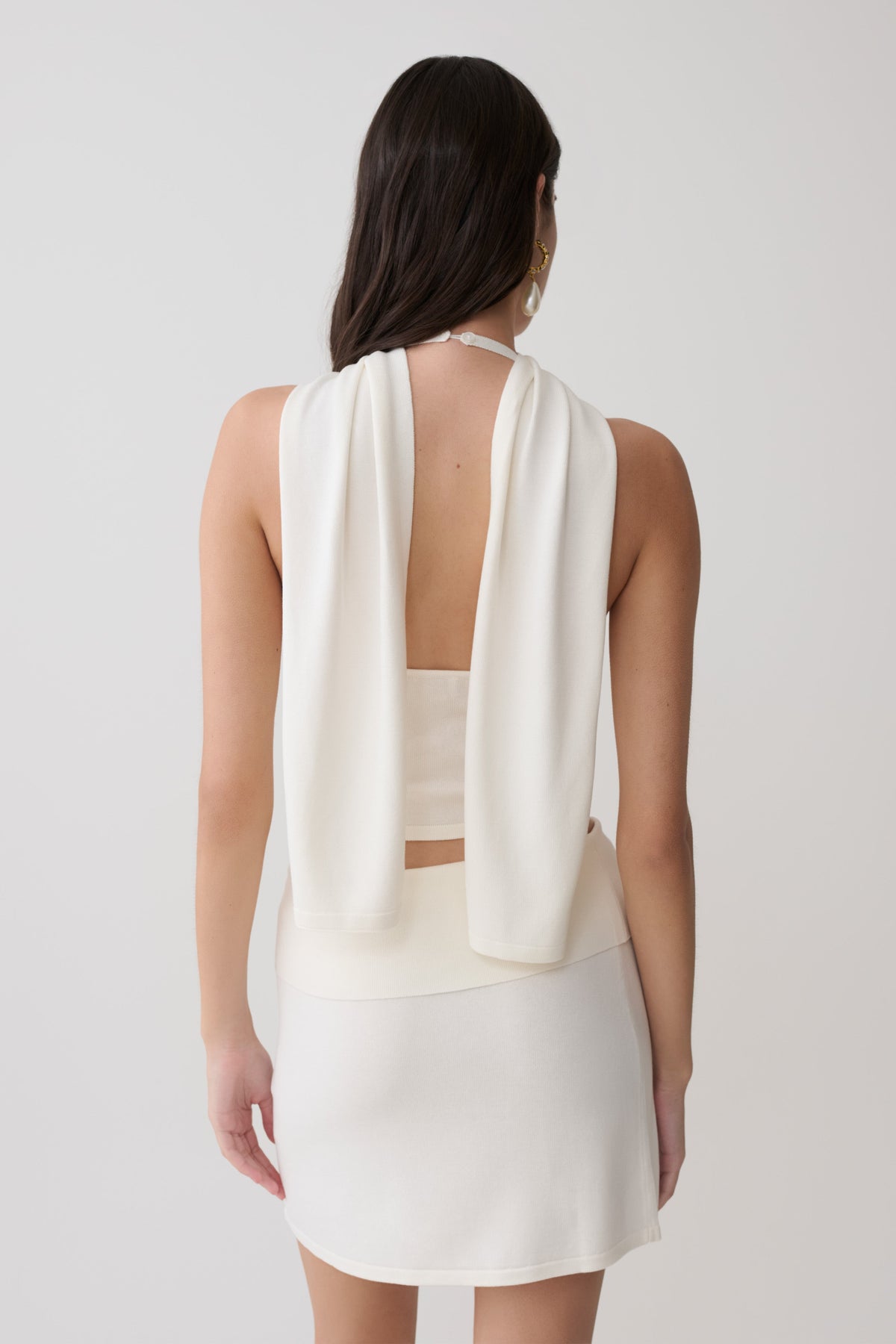 Misty Halter Backless Knit Top - Ivory #2