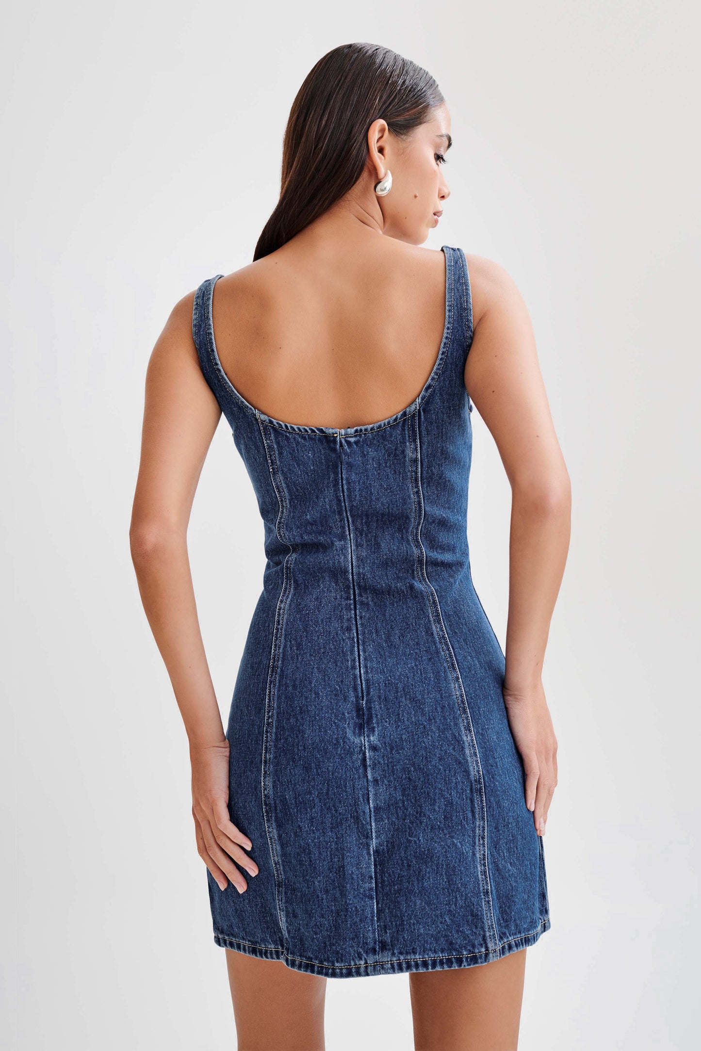 Rue Denim Mini Dress - Dark Blue