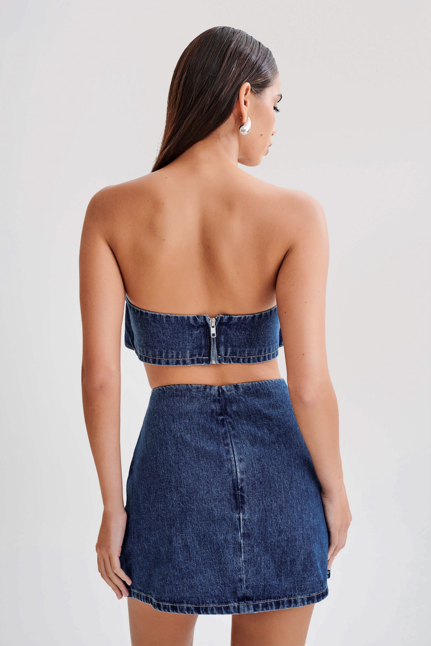 Rowena Denim Buckle Bandeau - Dark Blue