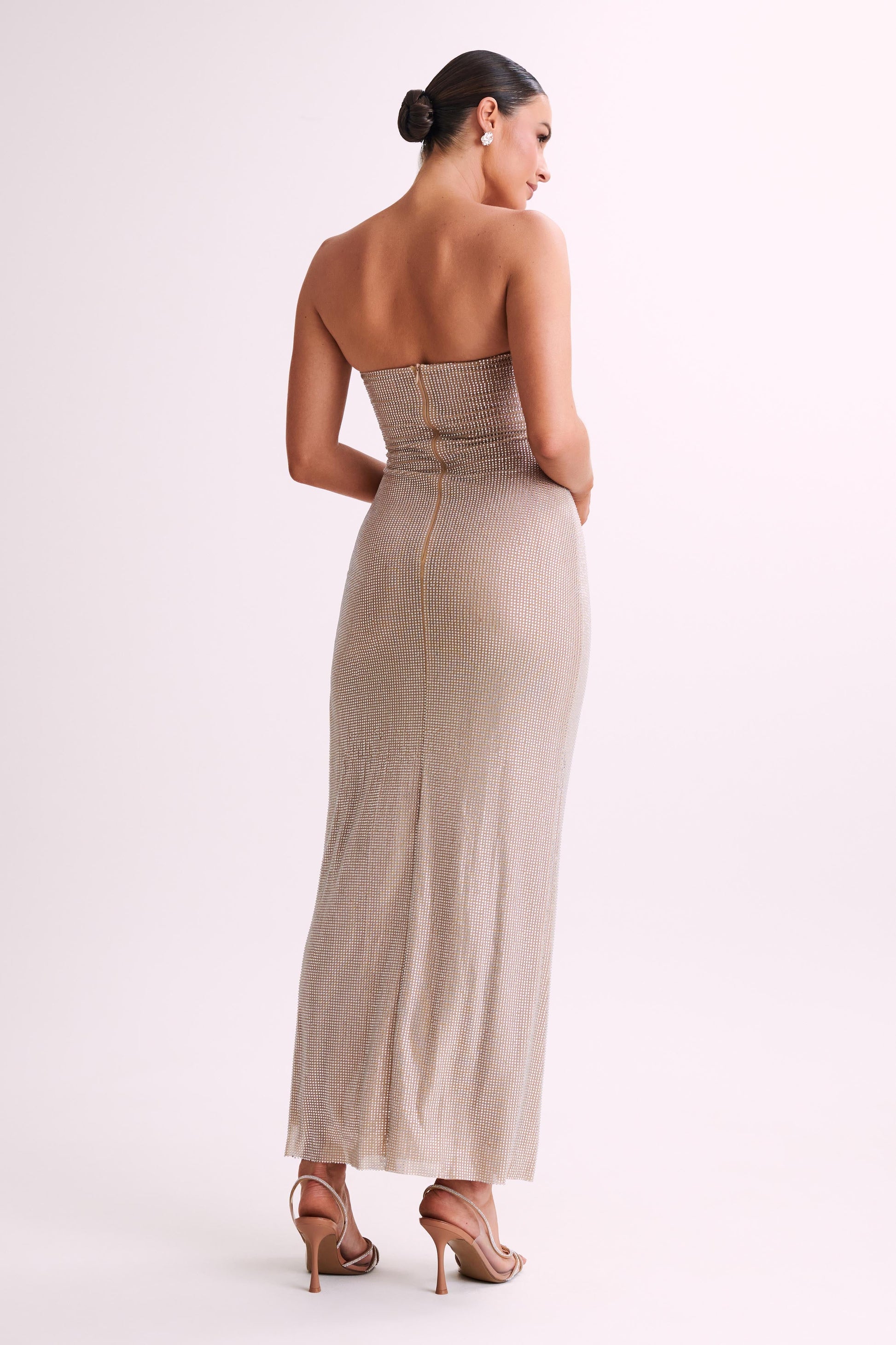 Stassie Strapless Rose Diamante Maxi Dress - Nude #4