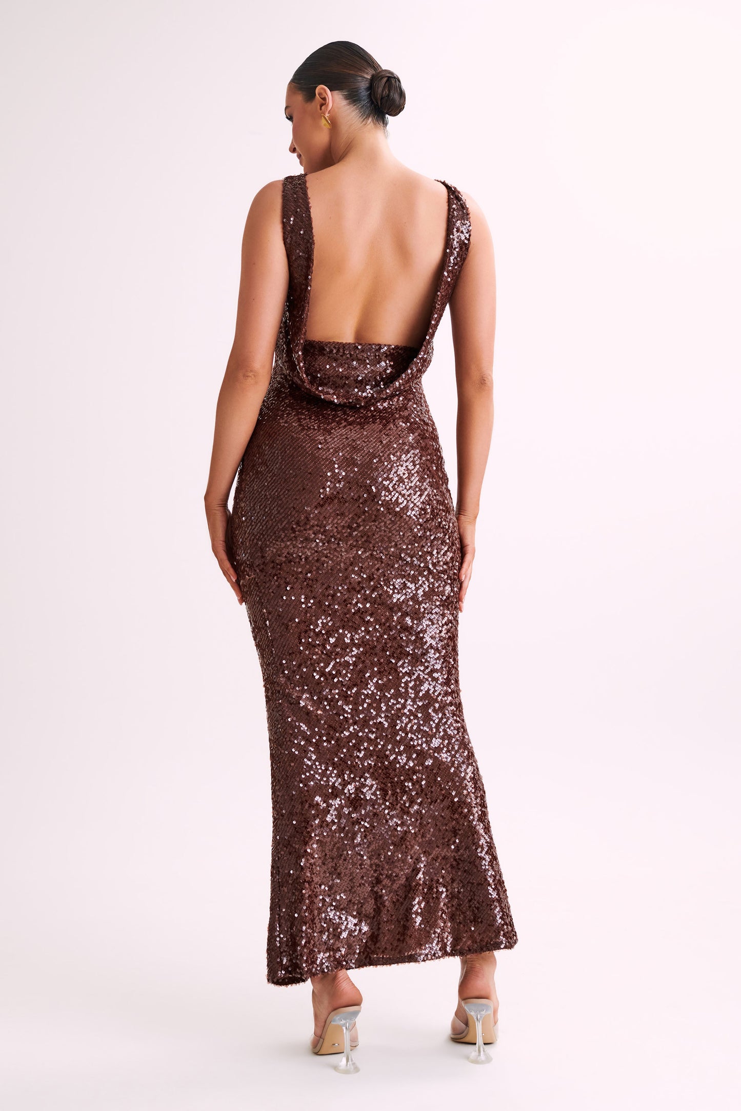 Madera Backless Sequin Maxi Dress - Chocolate