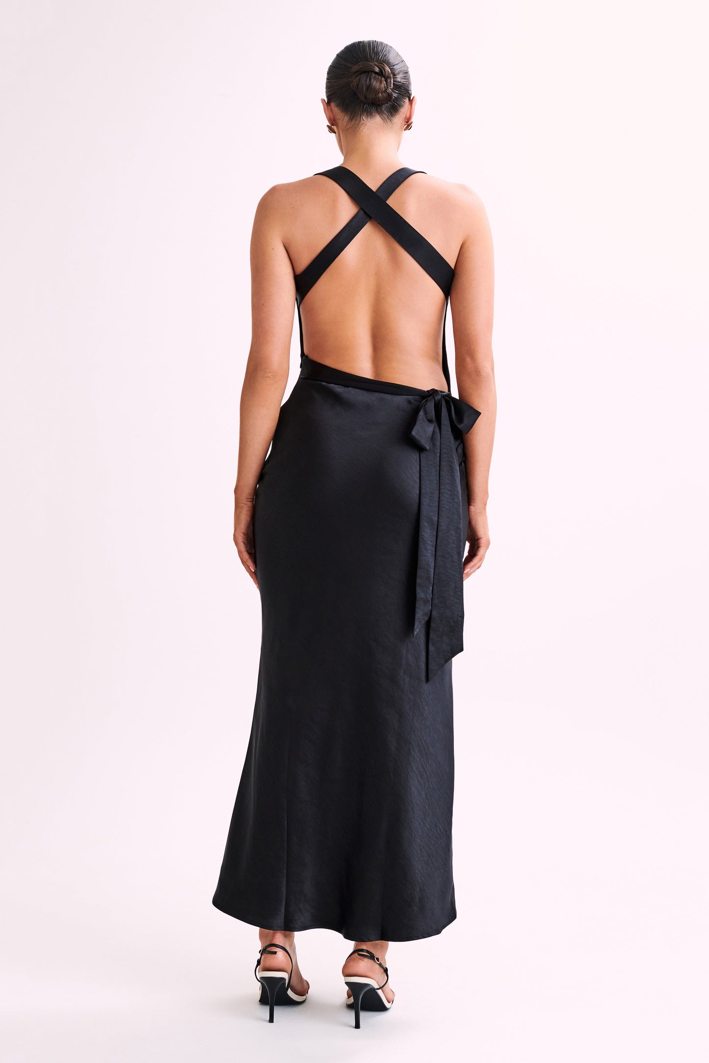 Caellie Satin Cowl Maxi Dress - Black