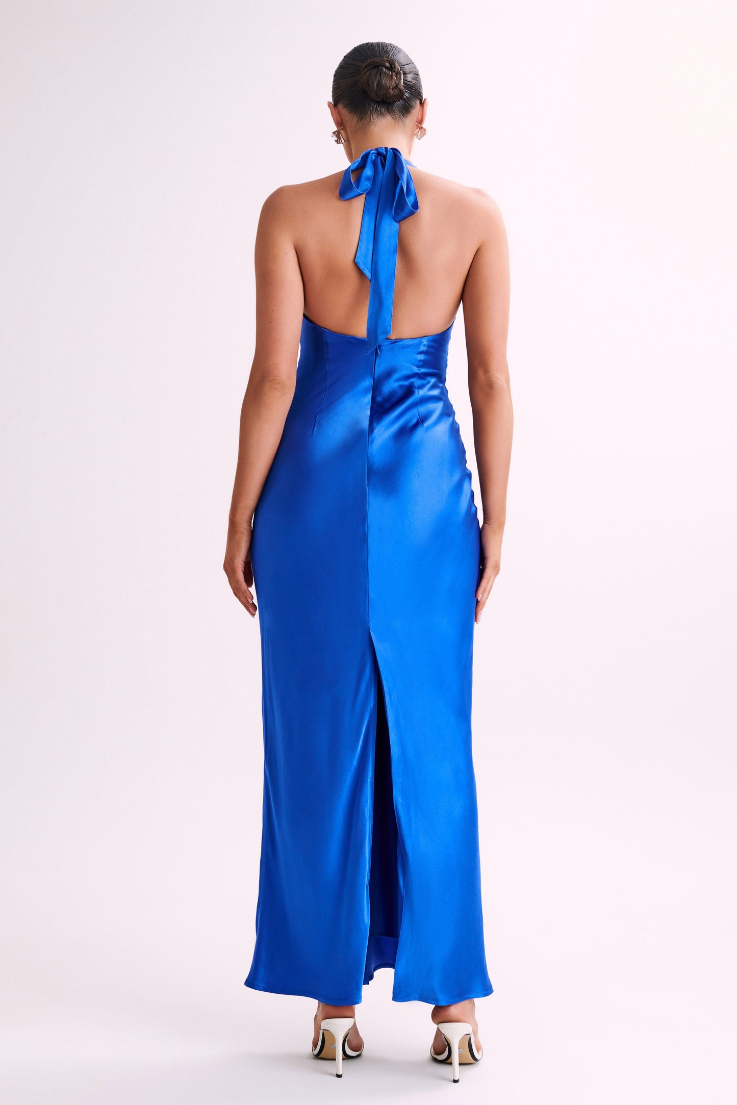 Sabra Satin Halter Maxi Dress - Periwinkle