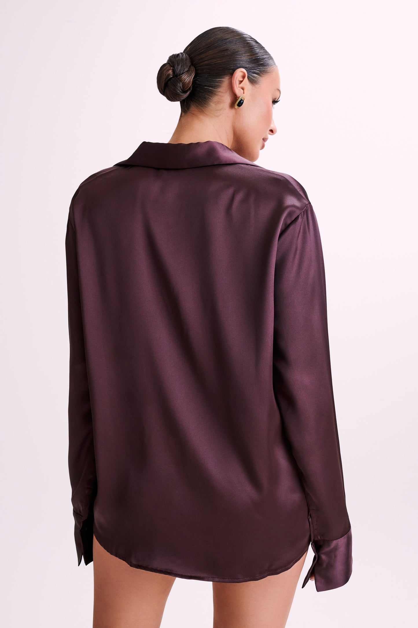 Nori Satin Shirt - Plum