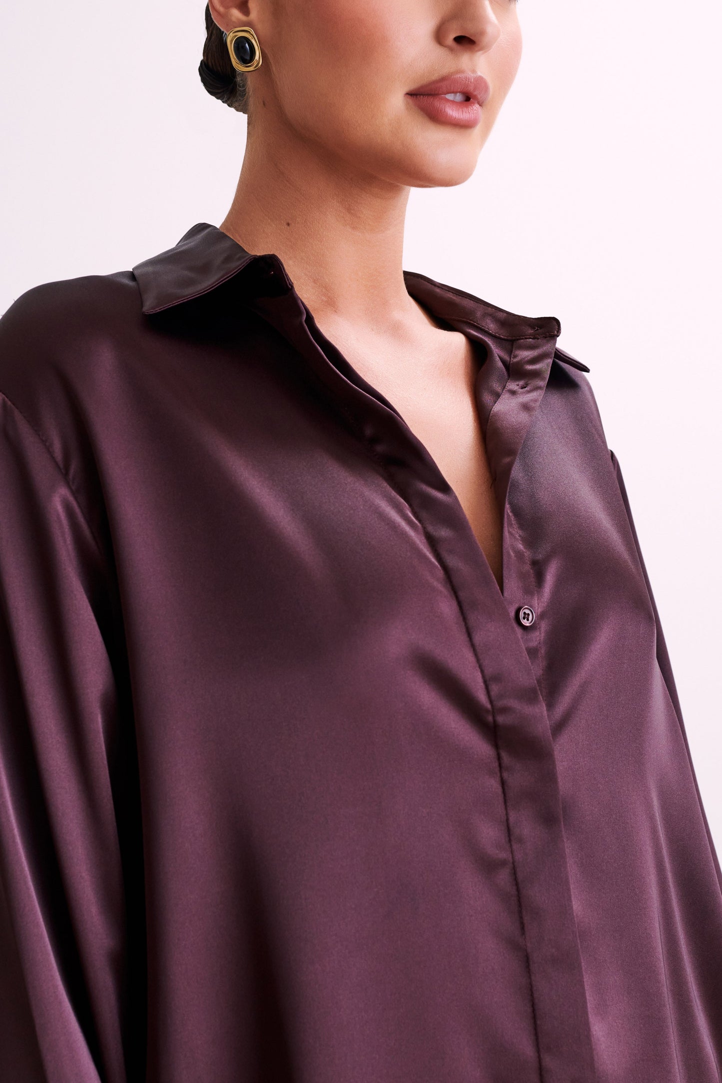 Nori Satin Shirt - Plum