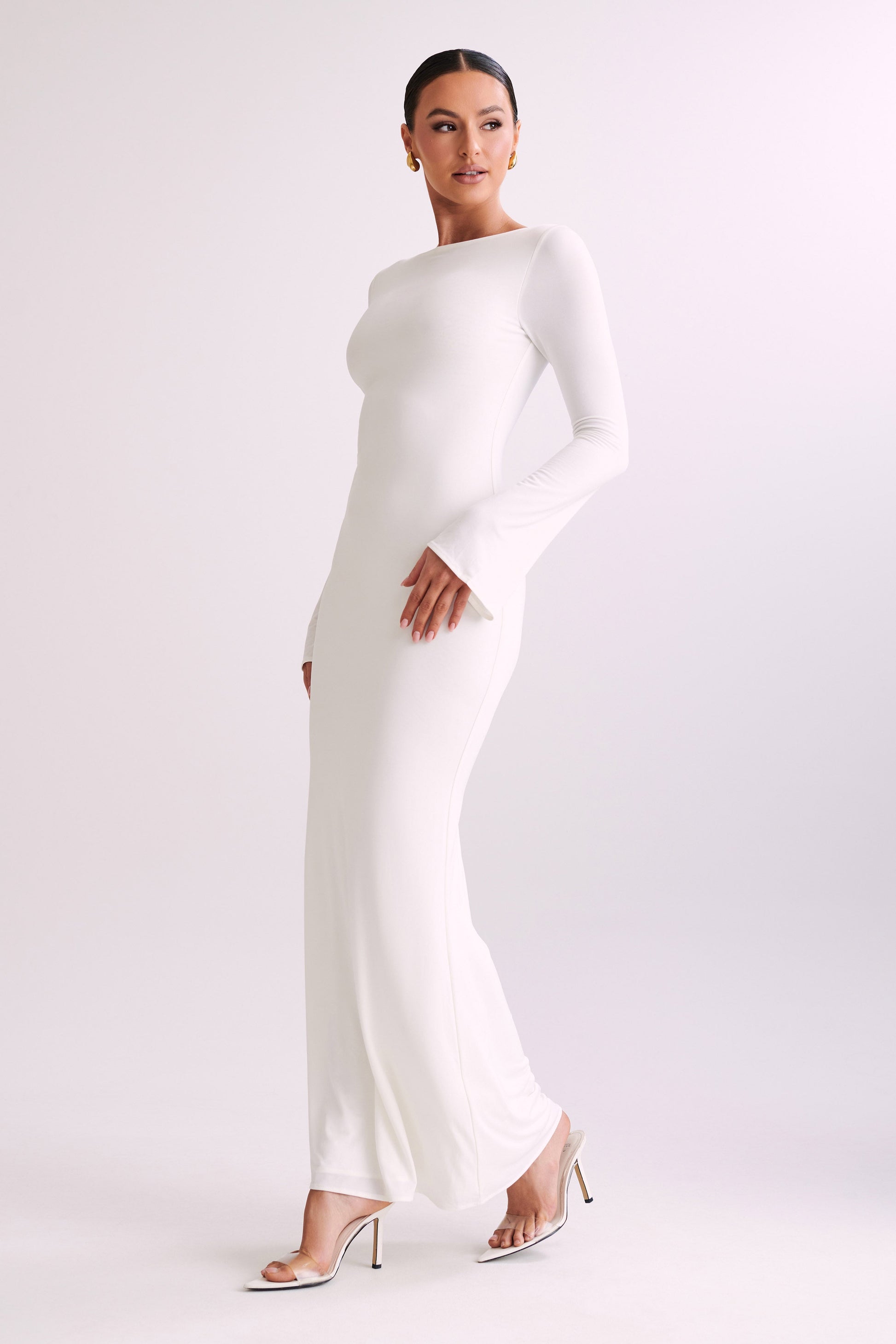 Tarna Slinky Fishtail Maxi Dress - Ivory #5