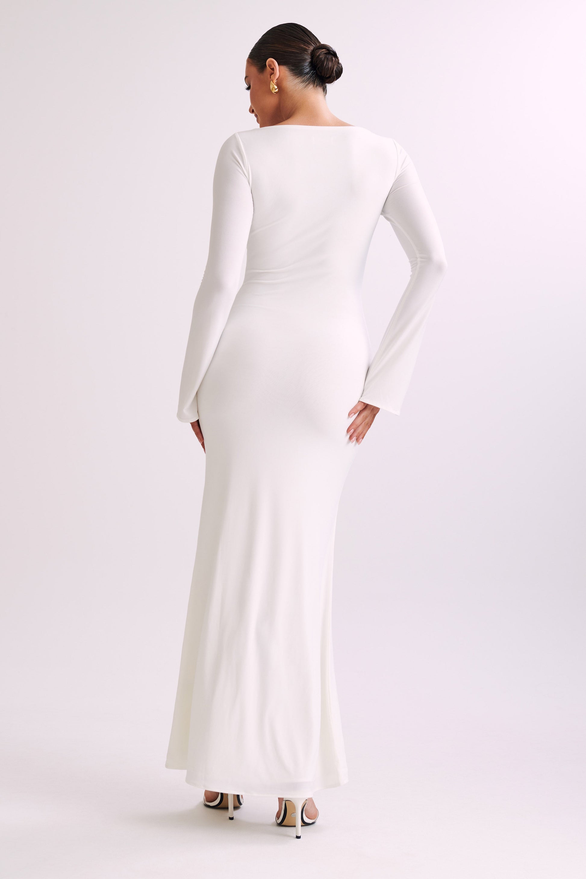 Tarna Slinky Fishtail Maxi Dress - Ivory #3