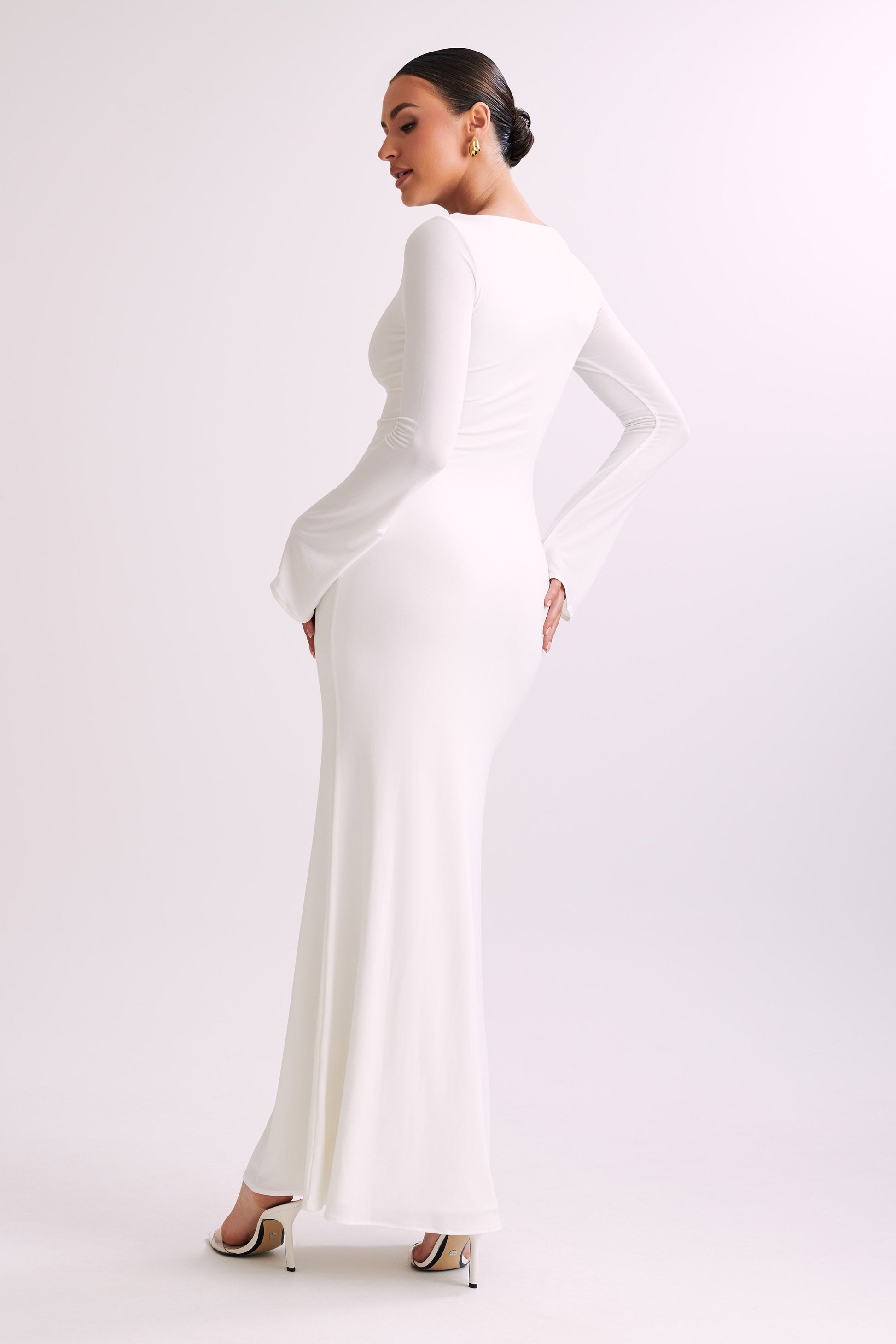 Tarna Slinky Fishtail Maxi Dress - Ivory #8