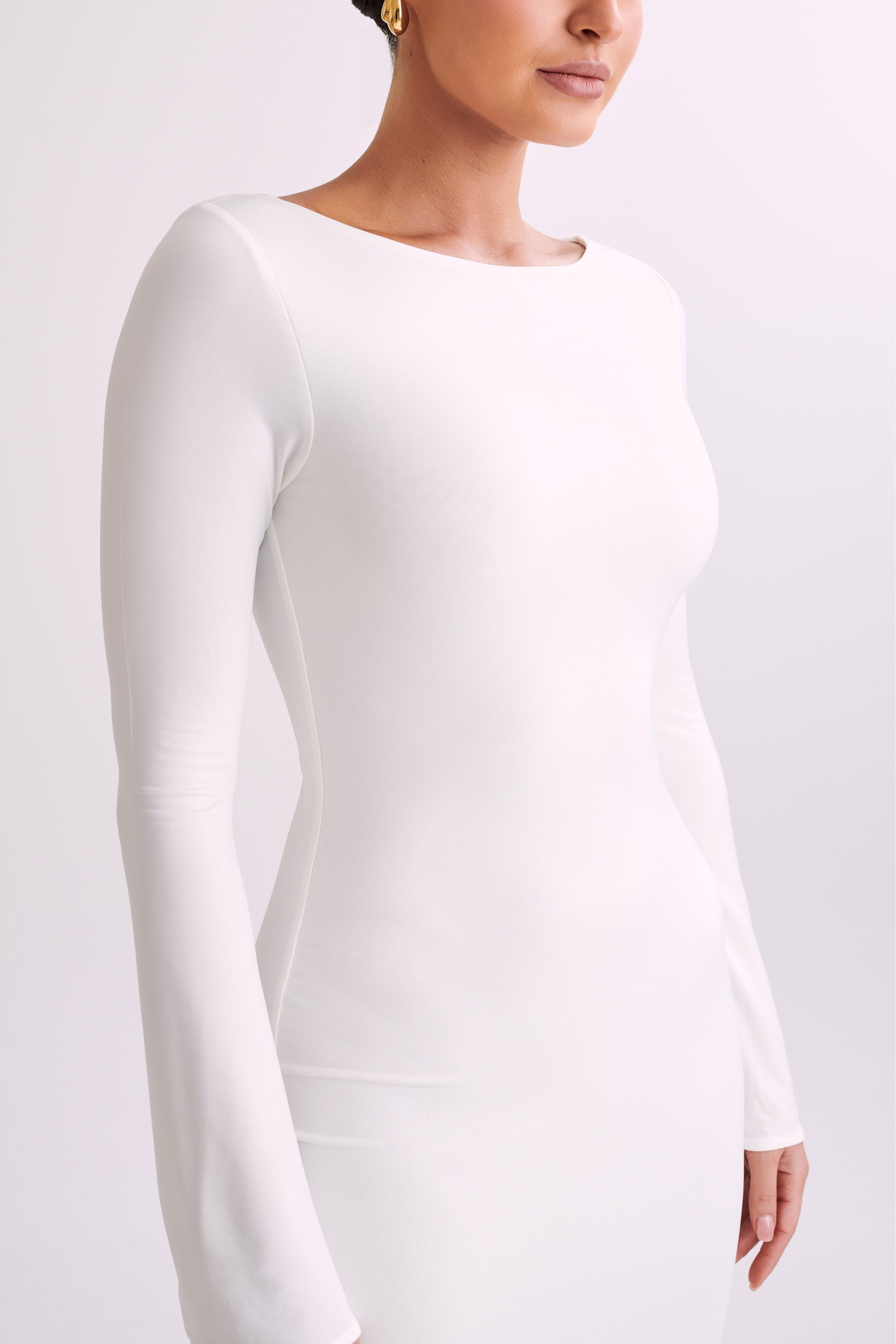 Tarna Slinky Fishtail Maxi Dress - Ivory #4