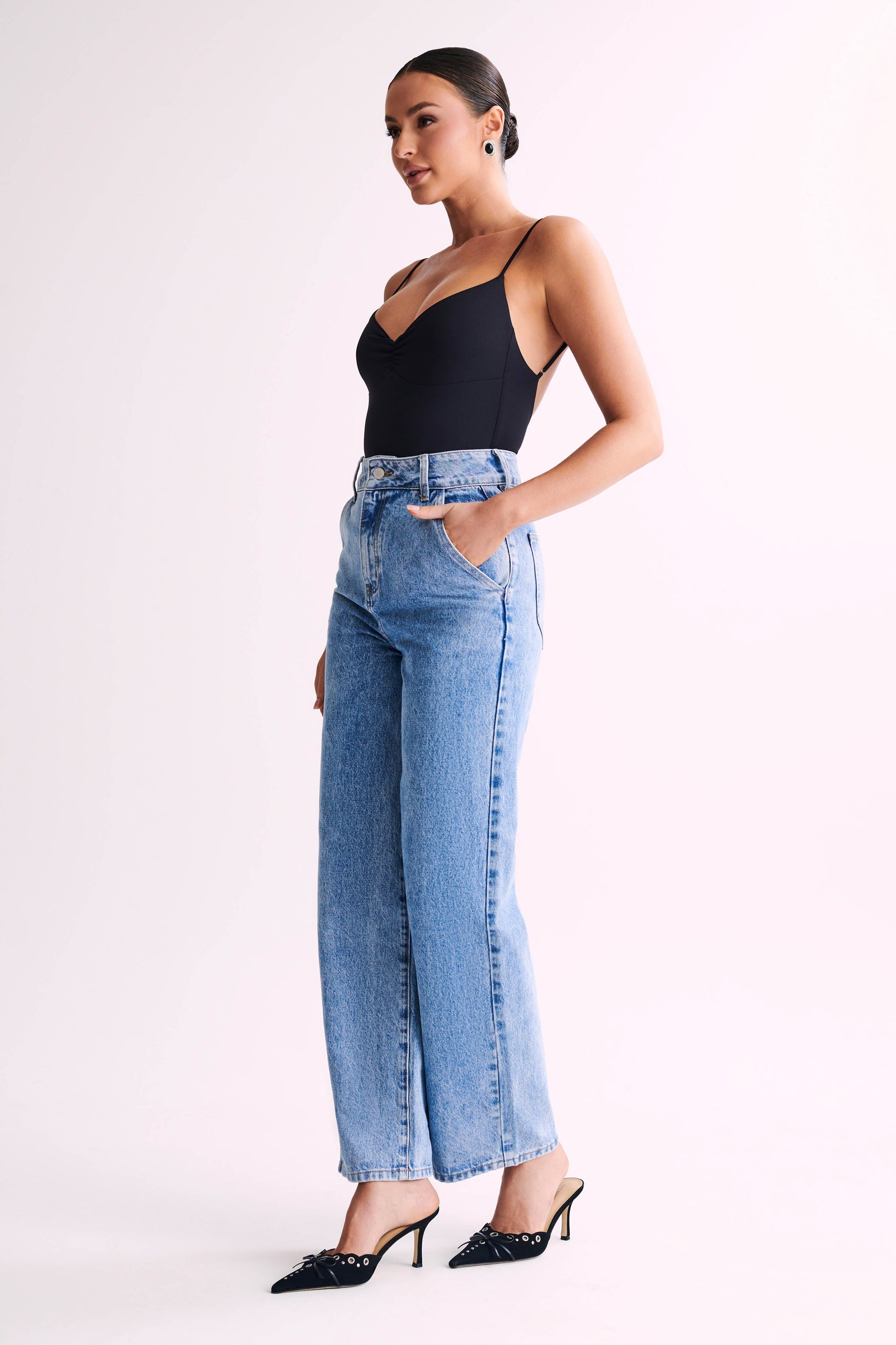 Leah Recycled Nylon Backless Bodysuit - Black #4