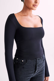 Bridget Recycled Nylon Long Sleeve Top - Black