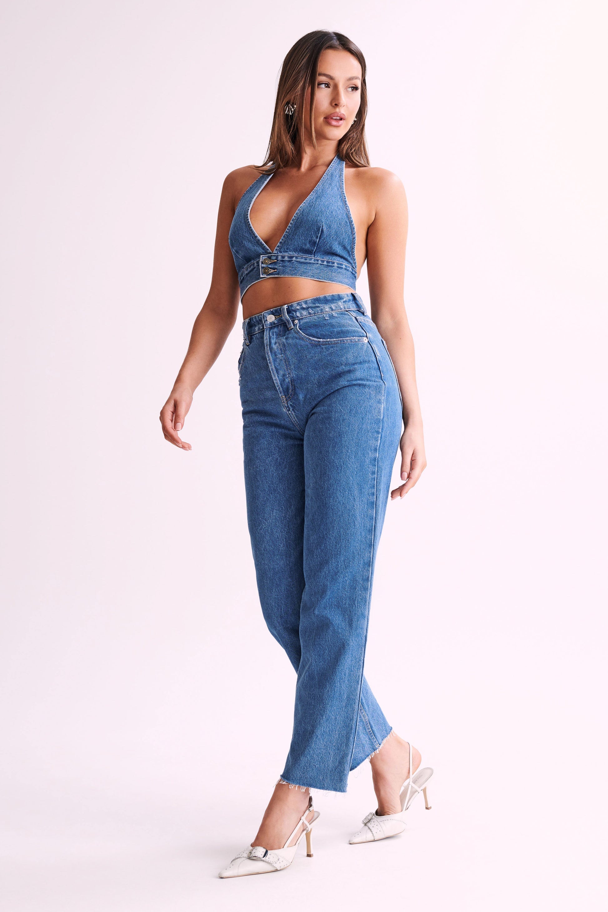 Kelly-Anne Denim Halter Top - 70'S Blue #4