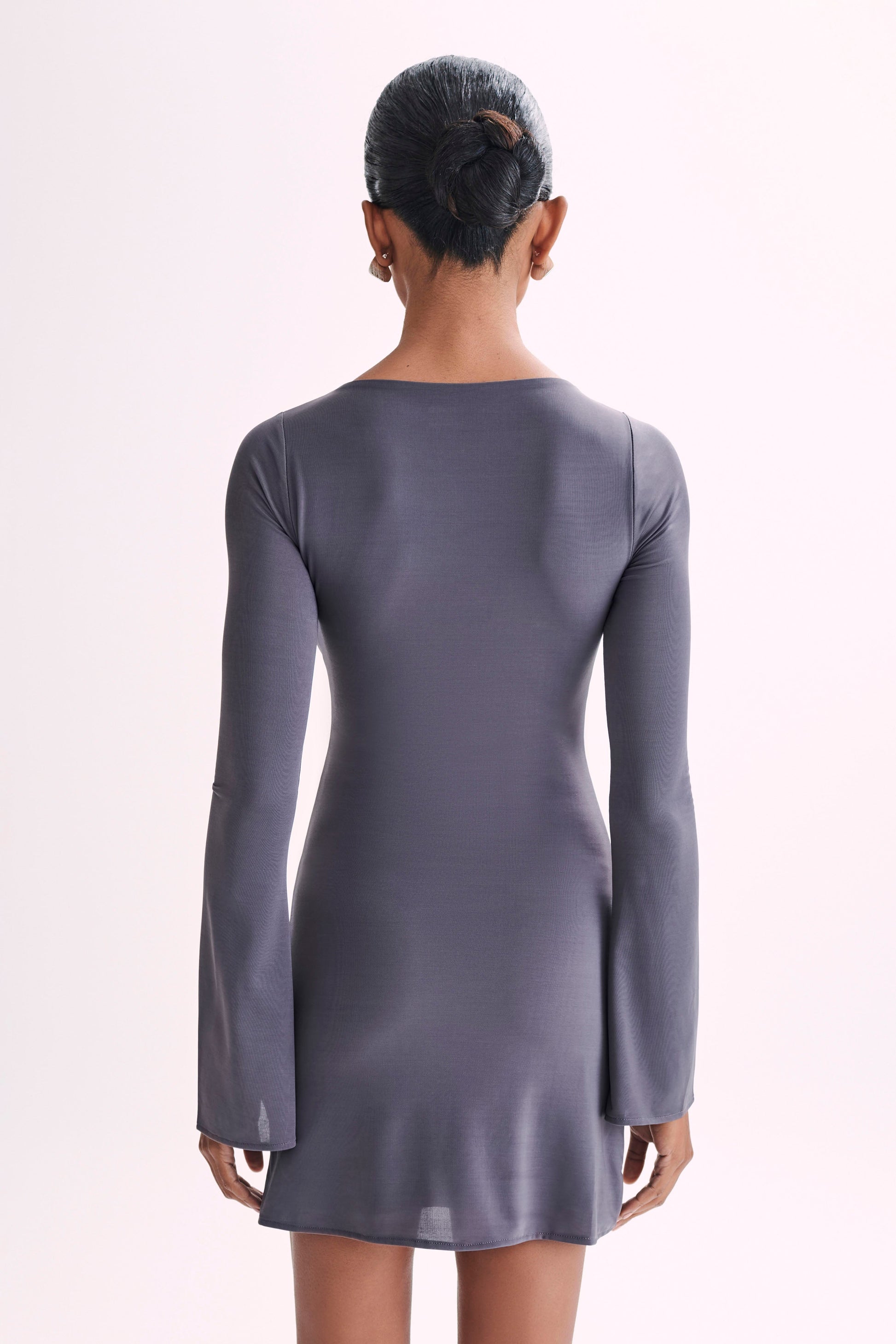 Tarna Slinky A-Line Mini Dress - Charcoal #3