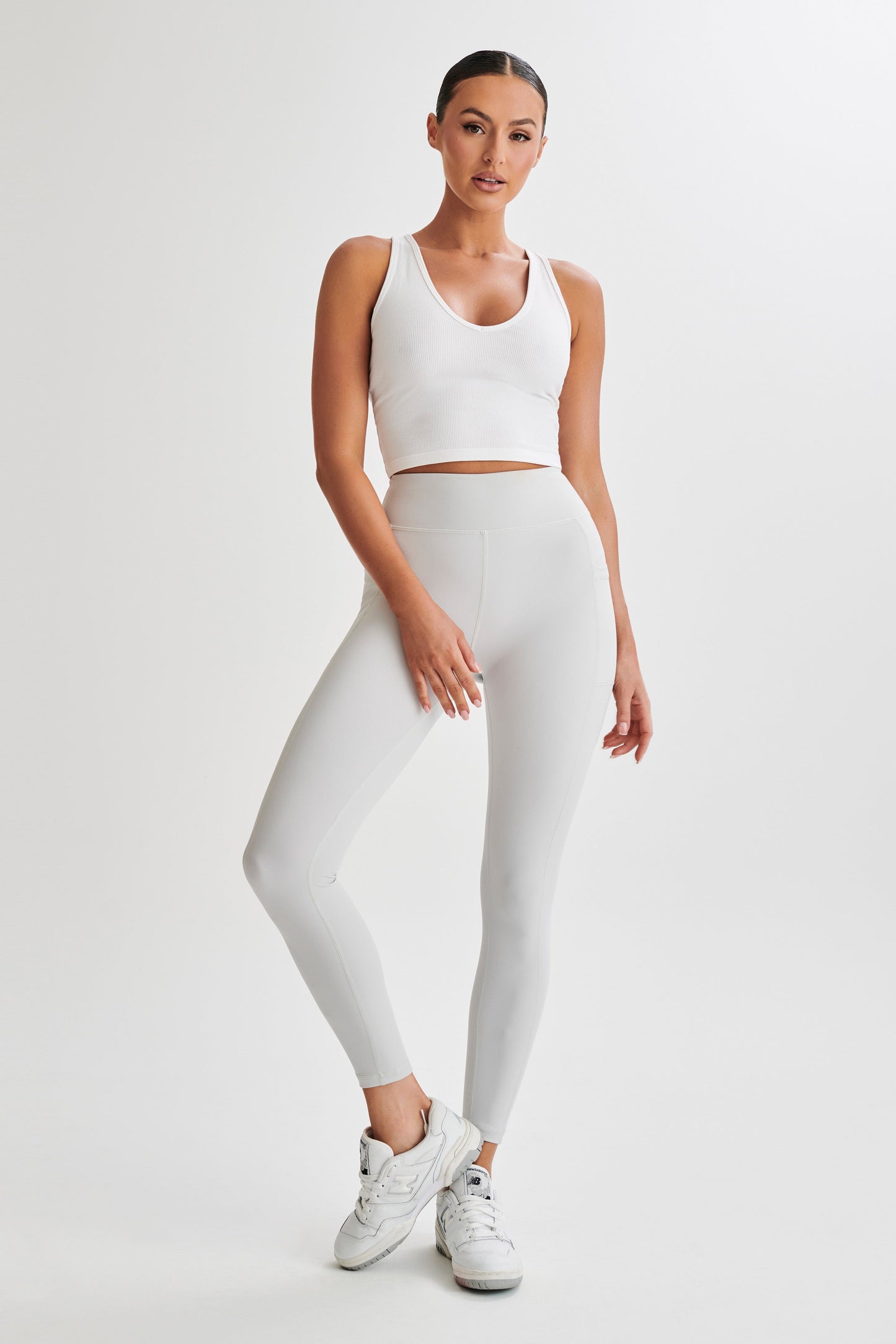 Rory Ribbed Yoga Top - White