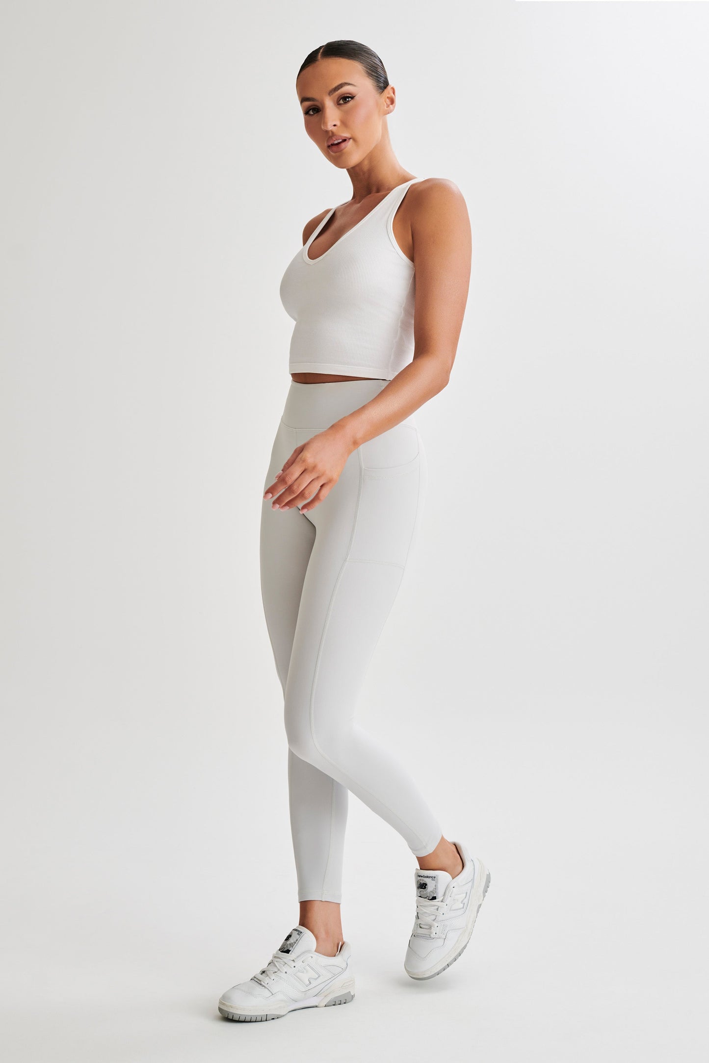 Rory Ribbed Yoga Top - White