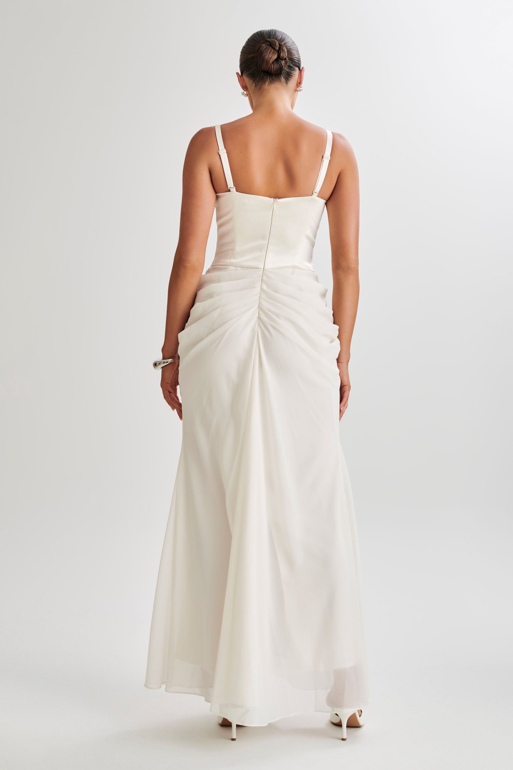 Leila Satin Corset Maxi Dress - Ivory #3