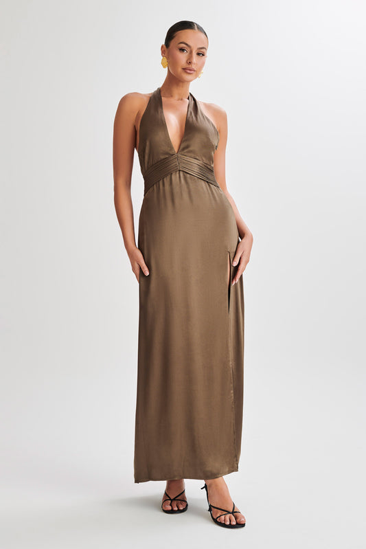 Milana Halter Maxi Dress - Khaki