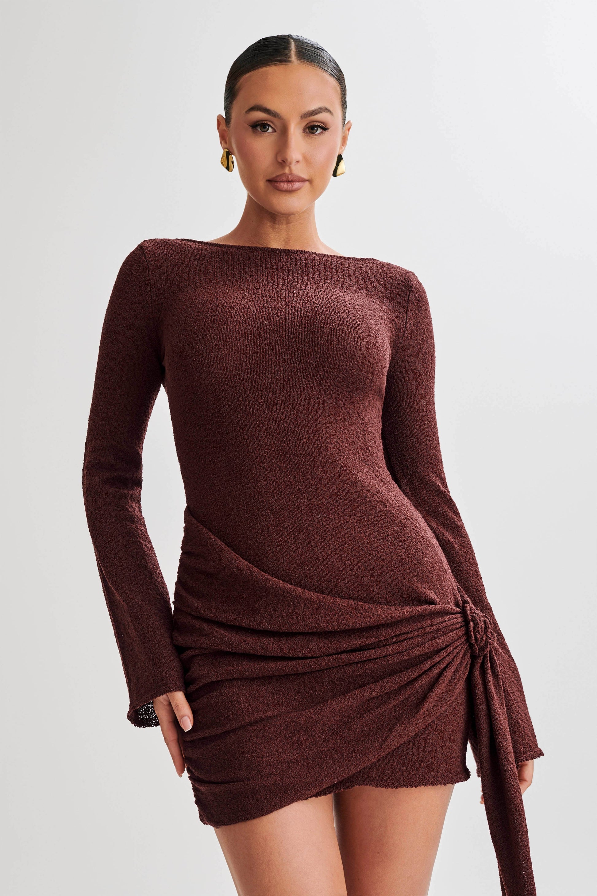 Liana Long Sleeve Knit Mini Dress - Plum #5