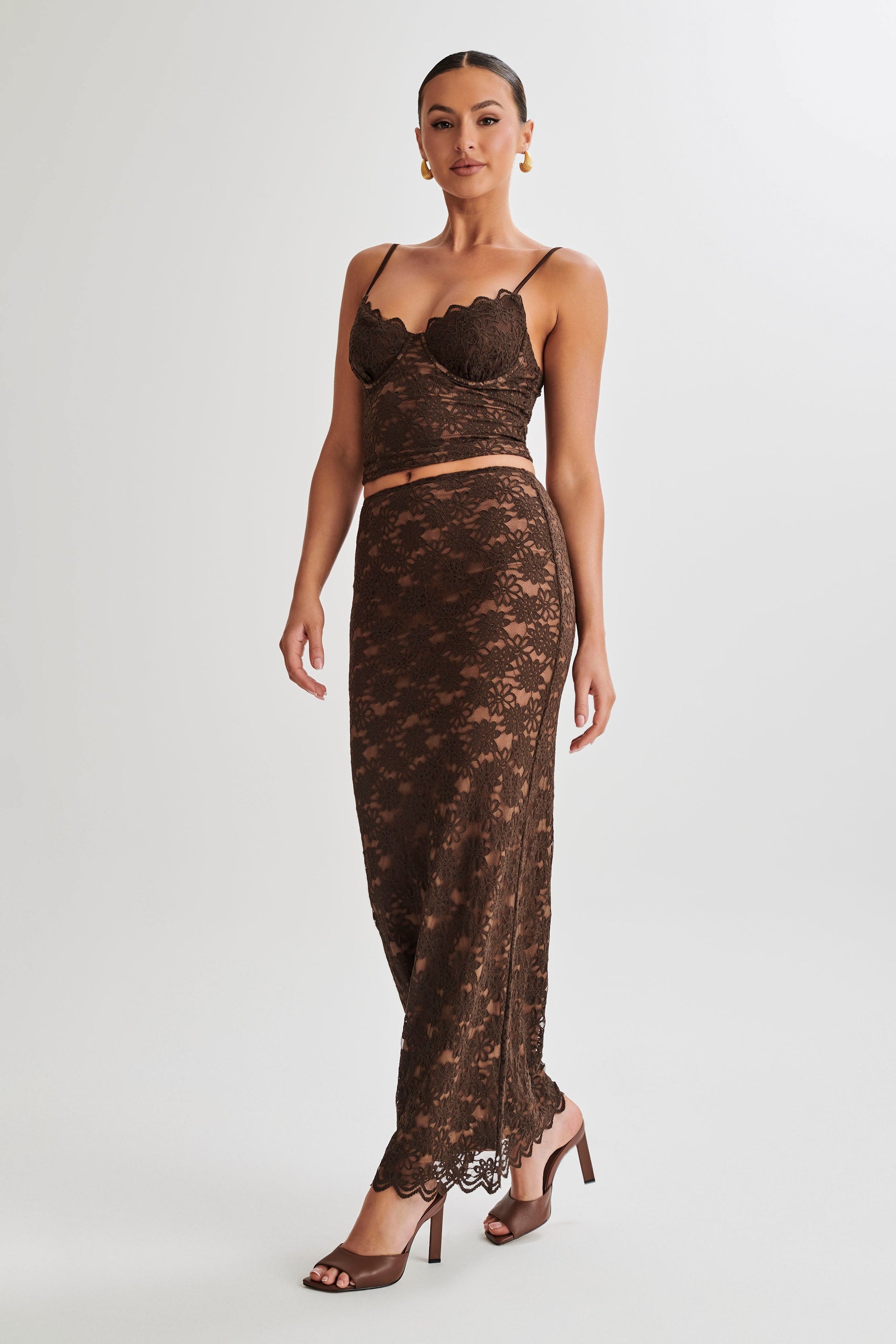 Elska Lace Maxi Skirt - Chocolate #9