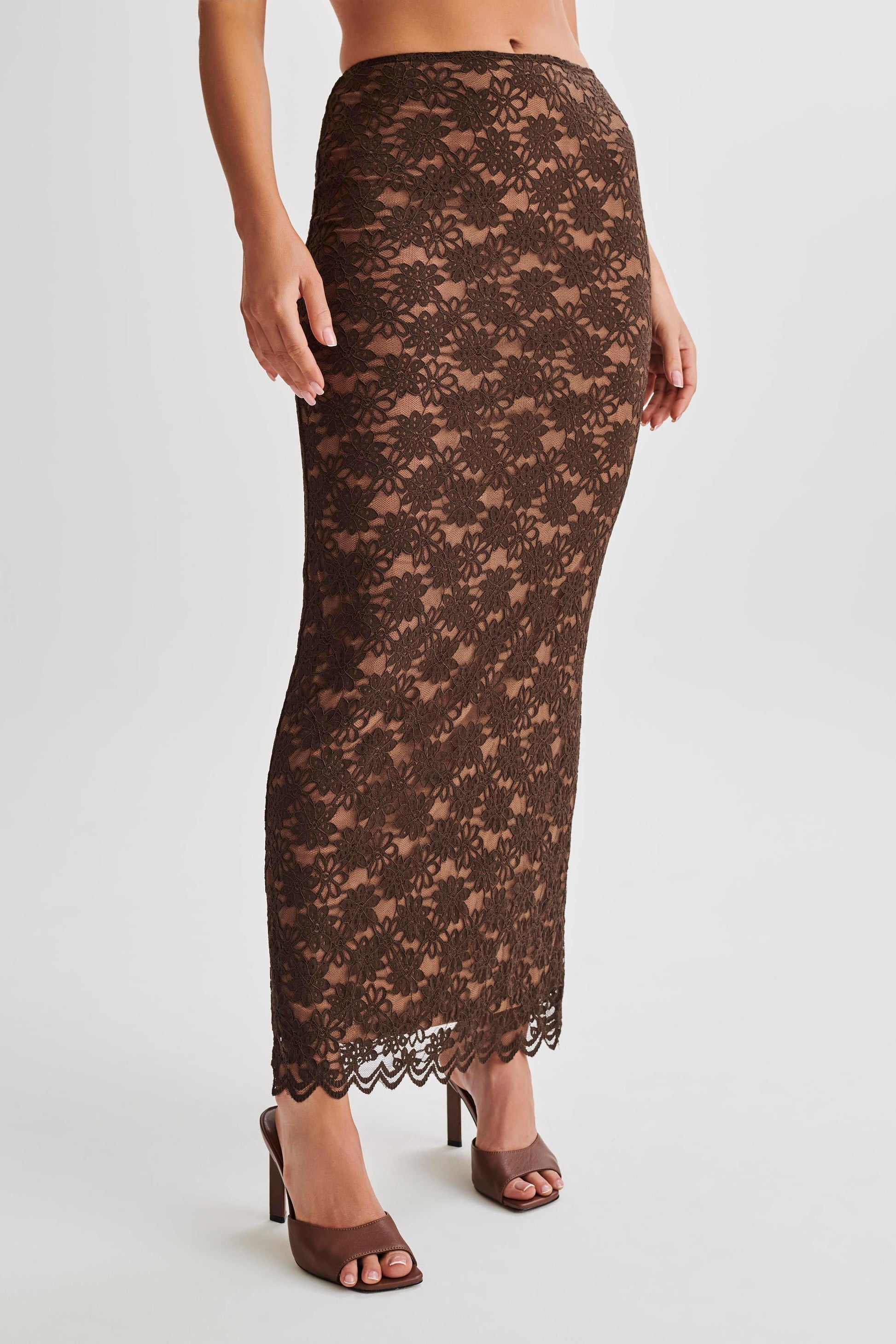 Elska Lace Maxi Skirt - Chocolate #5