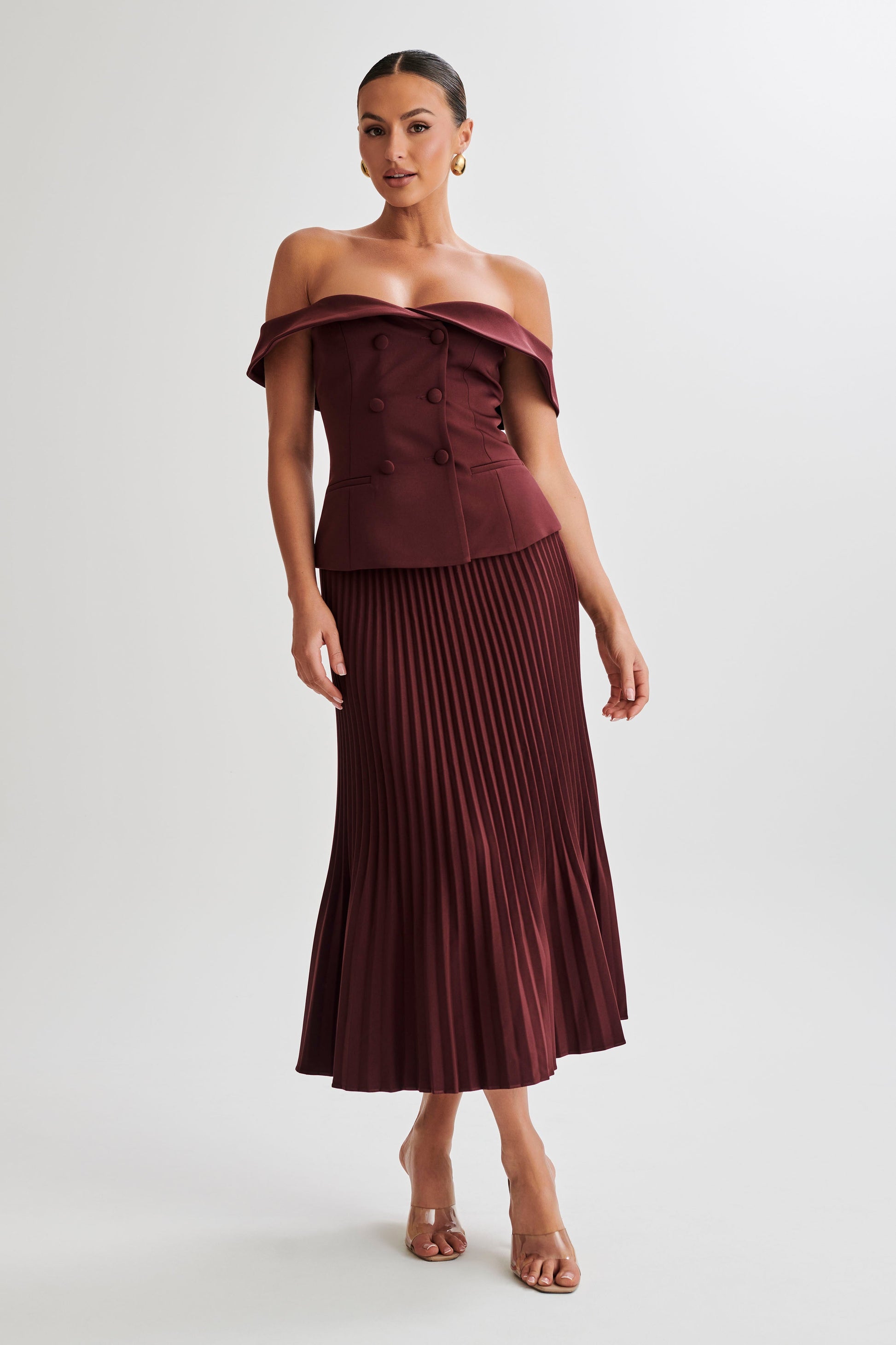 Krista Strapless Suiting Top - Plum #7