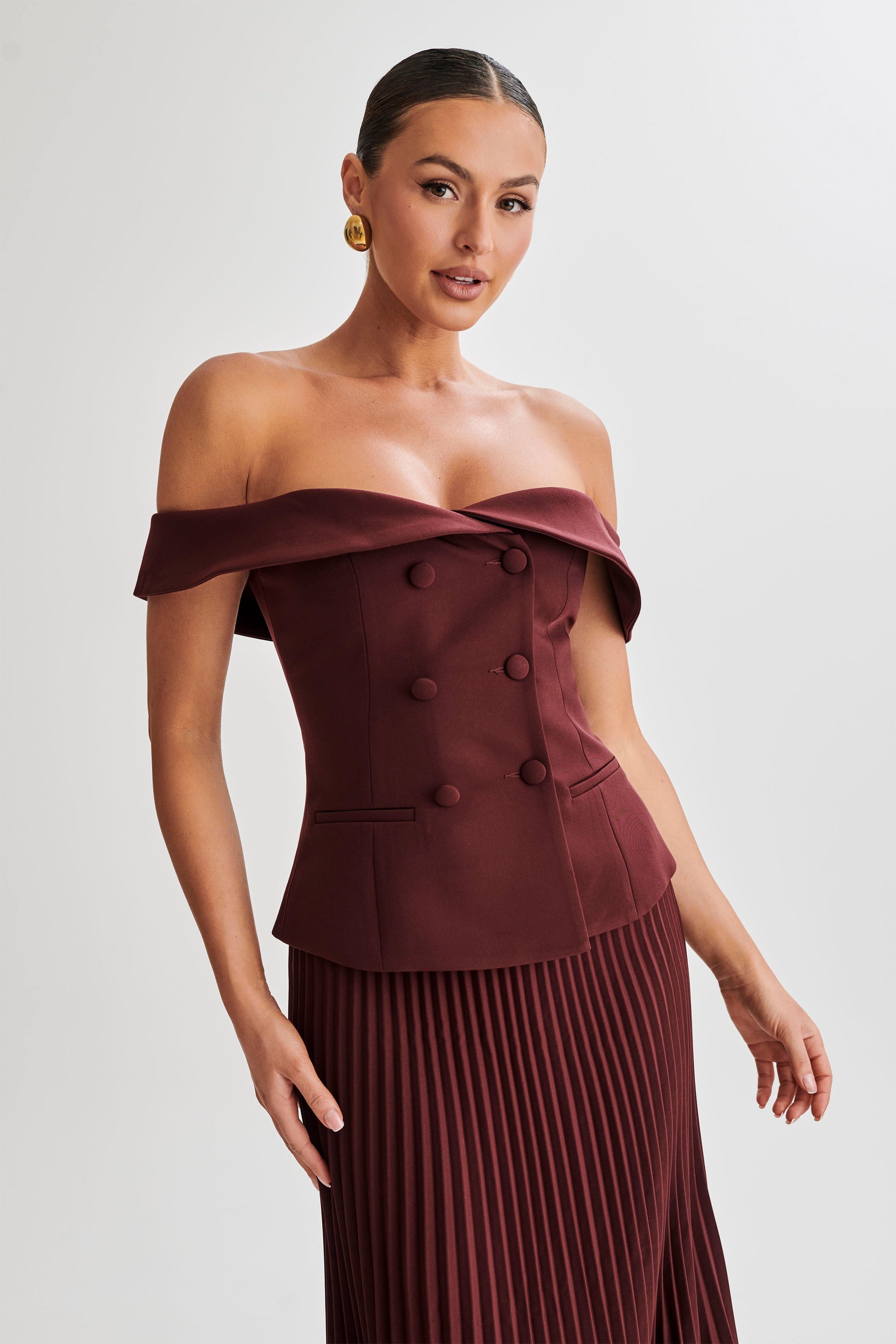 Krista Strapless Suiting Top - Plum #3