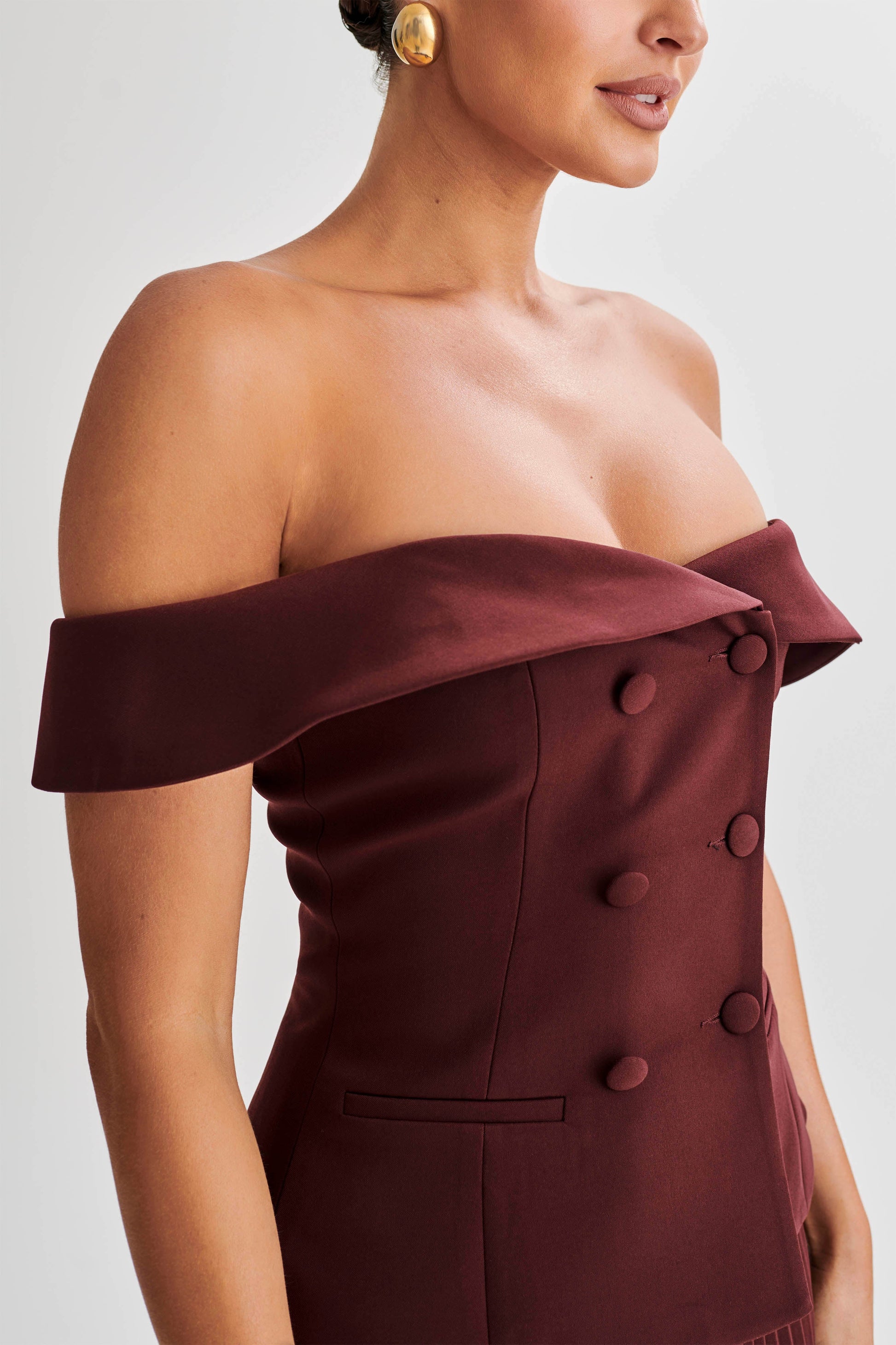 Krista Strapless Suiting Top - Plum #4