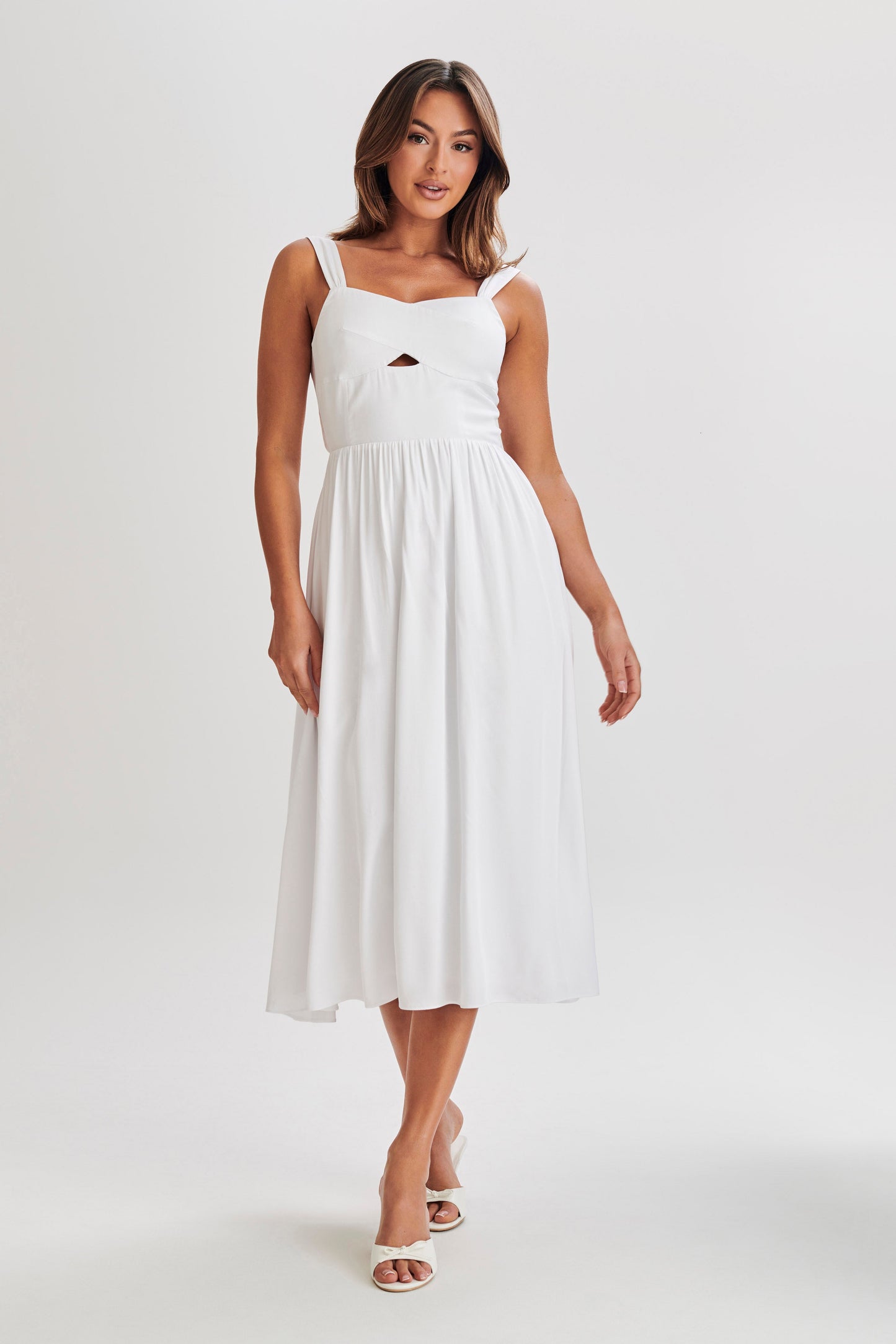 Thandi Midi Dress With Back Tie - White