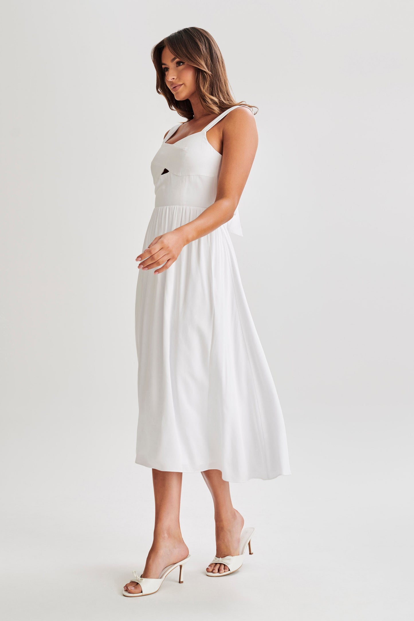 Thandi Midi Dress With Back Tie - White