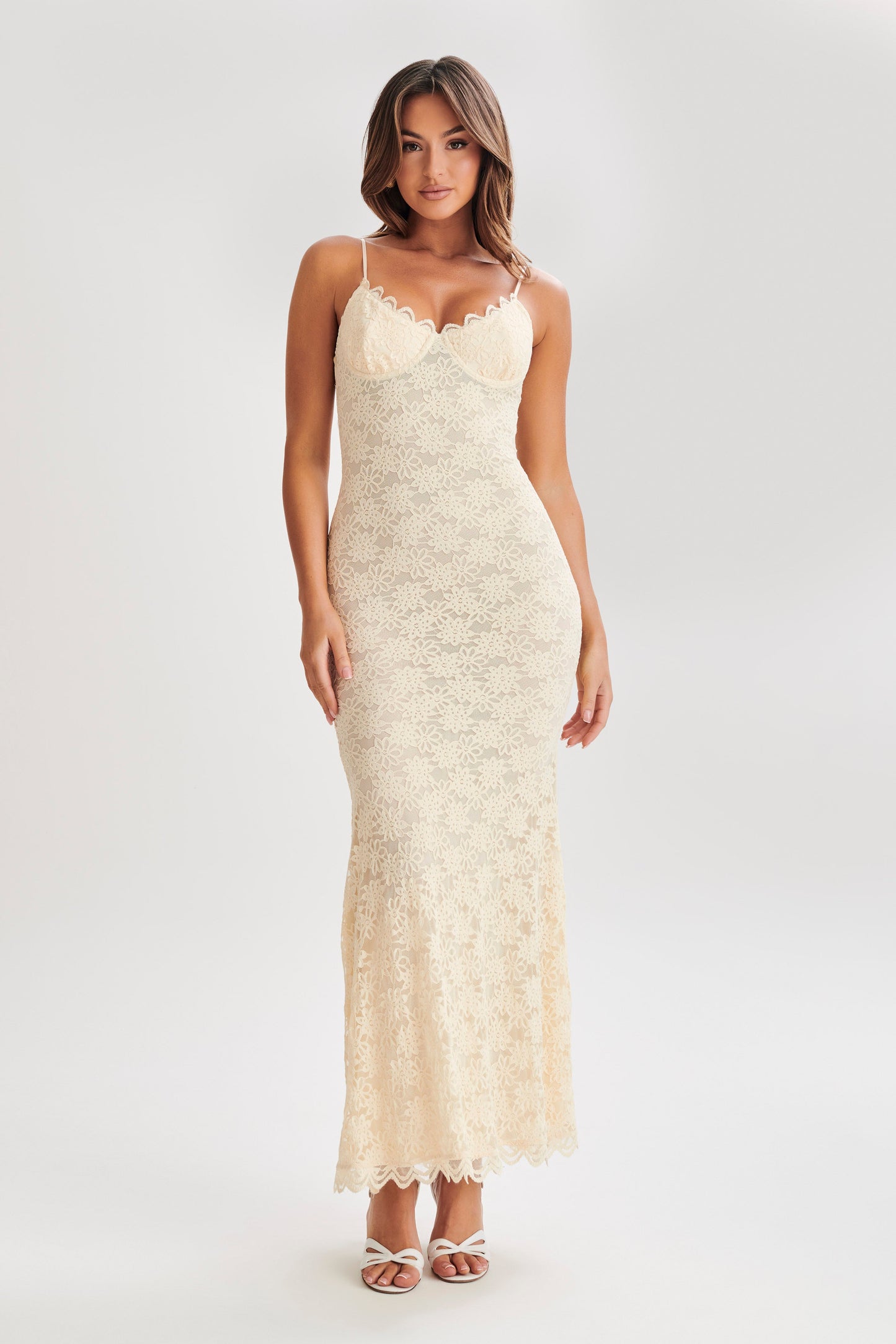 Joelle Lace Cupped Maxi Dress - Ivory